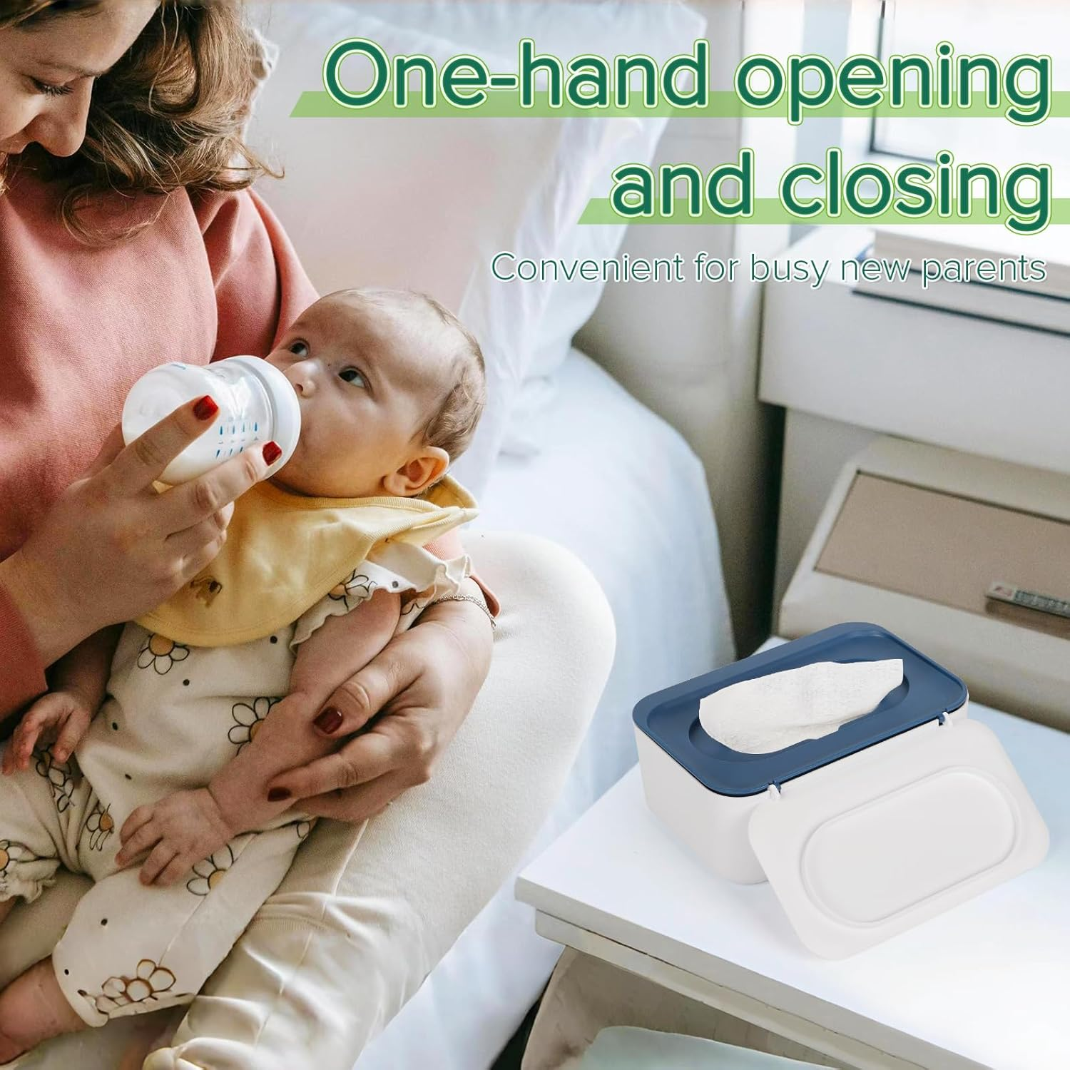 2 Pack Baby Wipes Dispenser, Wipes Case Baby Wipe Holder Keeps Wipes Fresh, Non-Slip, Easy Open & Close (2 Pack Blue) - 2 Pack Gray image number 2