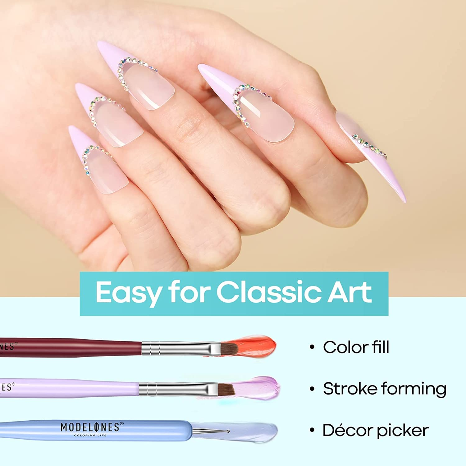 Modelones Nail Art Brushes Set, Nail Art Design Pen Painting Tools with Nail Extension Gel Brush, Nail Art Liner Brush and Nail Dotting Pen for Gel Polish Manicure Salon DIY at Home image number 3