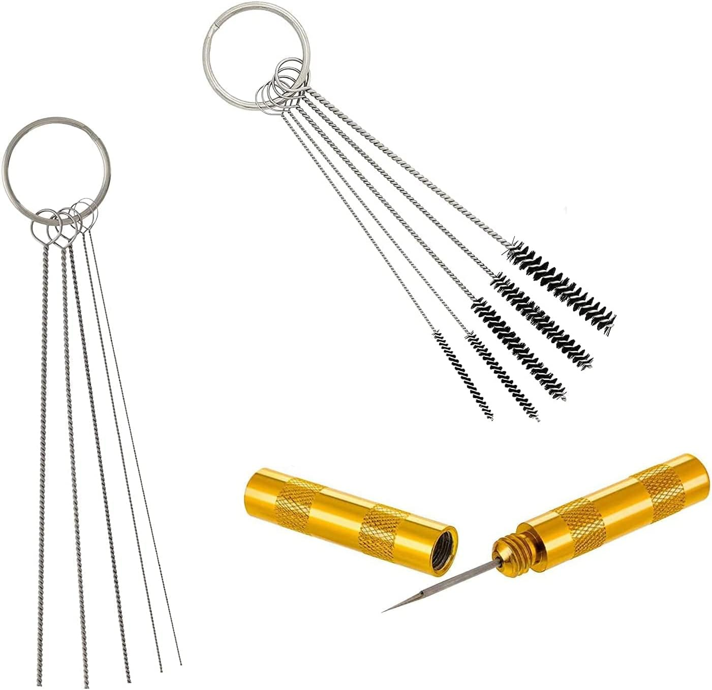 Airbrush Cleaning Kit 3 Set Spray Repair Tool with Stainless Steel Needle and Brush Set Airbrush Painting Cleaning Tools Kit (5 Pc Cleaning Needles 5 Pc Cleaning Brushes 1 Wash Needle)