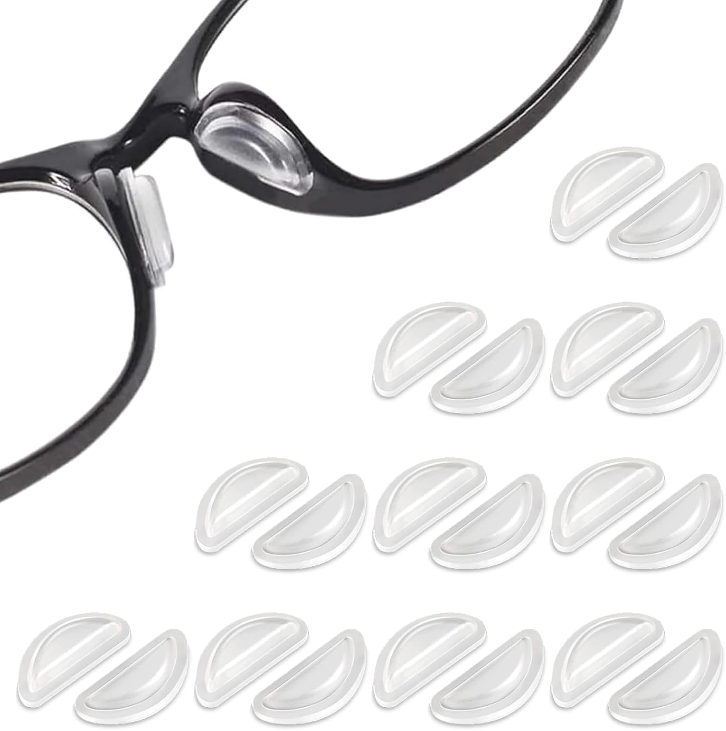 Suytvenxau 10 Transparent Pairs Eyeglass Nose Pads, Glass Nose Pad, Glasses Pad, Adhesive Anti-Slip Soft Silicone Cushion for Sunglasses, Eyeglasses, Comfort Fit, Lightweight Design