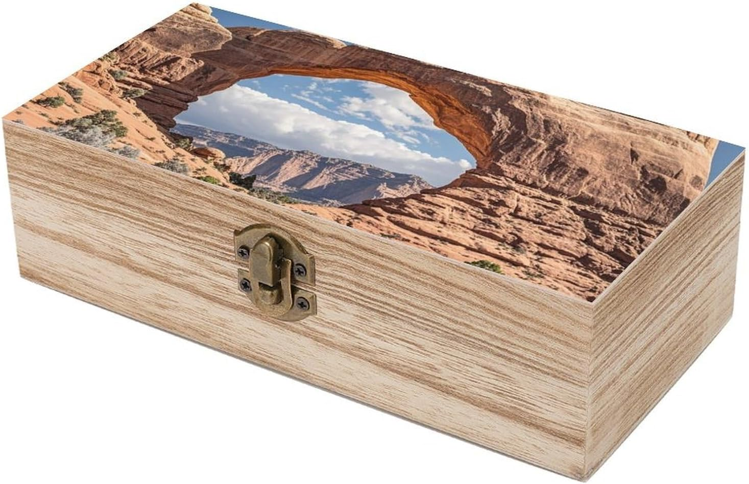 Arches National Park Wooden Box Wood Wedding Keepsake Boxes with Lids Small Decorative Boxes Lightweight Wooden Memory Storage Box for Crafts Keepsakes Jewelry Photo Letter Storage