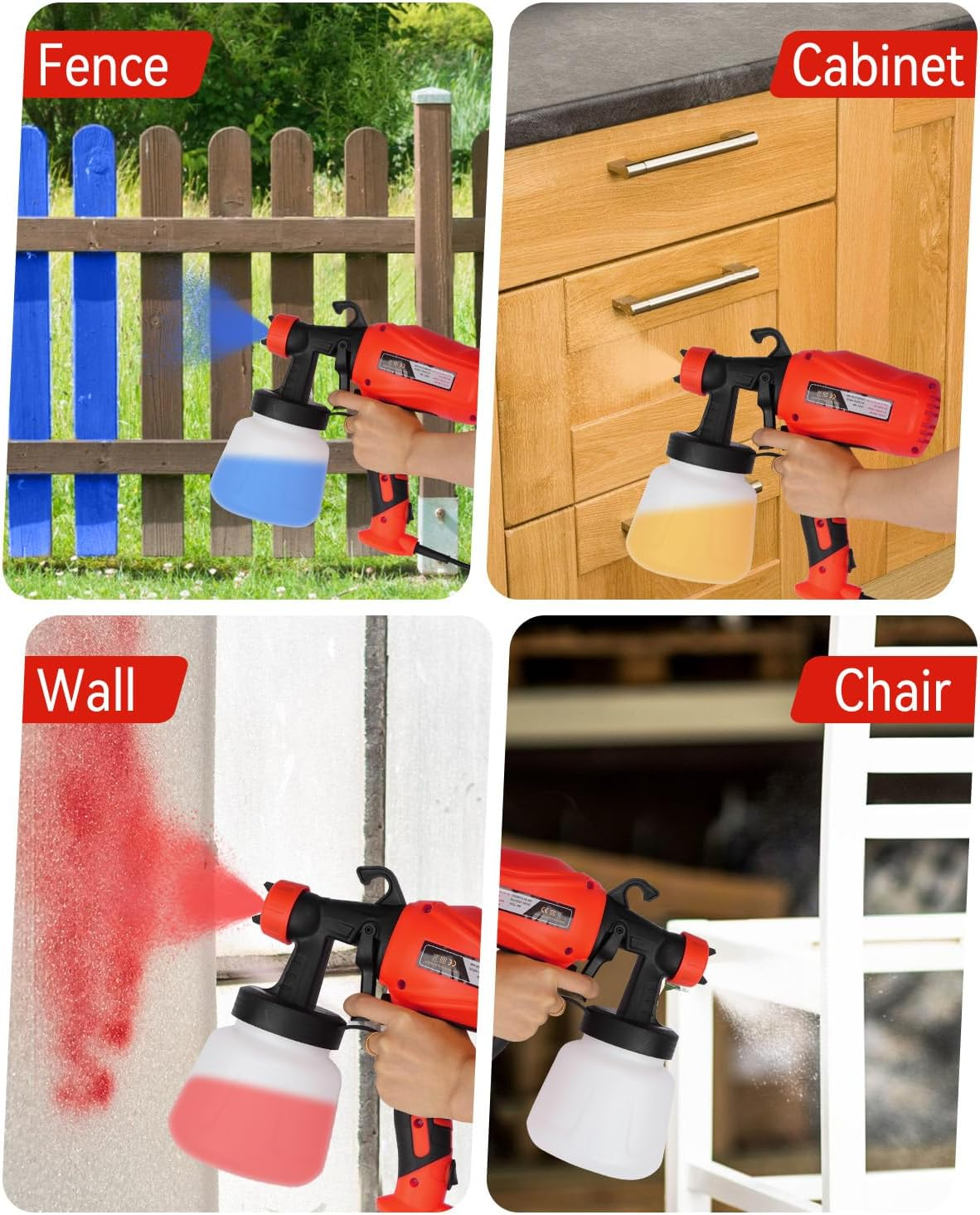 Musclez Paint Sprayer, 900Ml Capacity Paint Spray Gun, 3 Spray Modes Electric Paint Sprayer, Easy to Clean and Assemble, Suitable for Walls, Furniture, Cabinets, Fences, Doors, Chairs image number 3