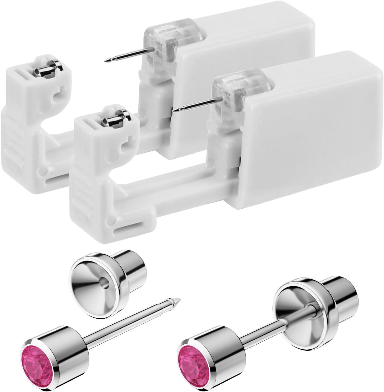 Sugartang Safe Piercing Earrings and Body Piercing Kits, Stainless Steel 4Mm Cubic Zirconia Jewelry Ear Piercing Gun Sets image number 3