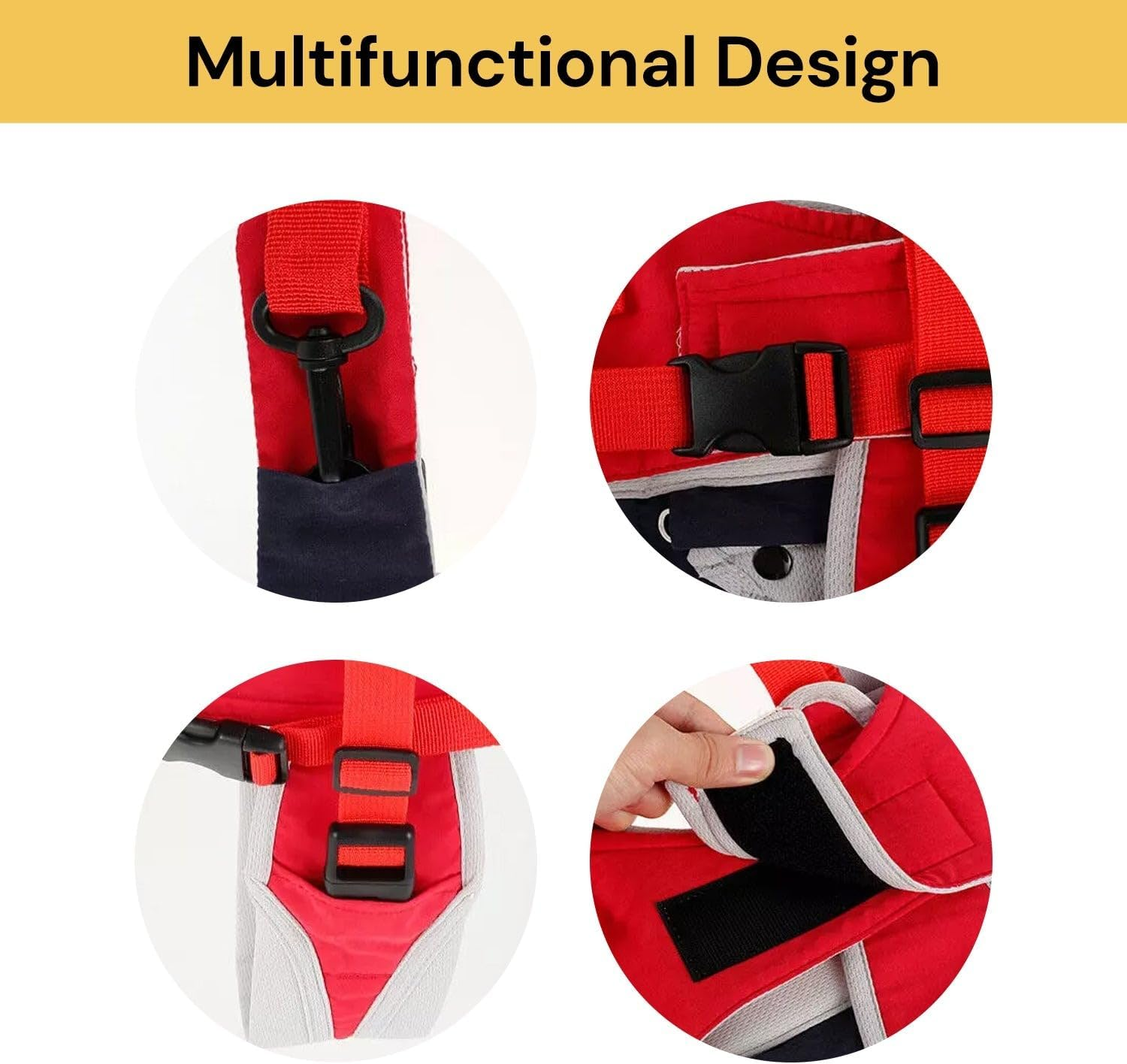 EZONEDEAL Walking Harness Adjustable Detachable, Walker Assistant Protective Belt Learning Walk Support Assist Trainer Tool - for 7-24 Month Old (Red)