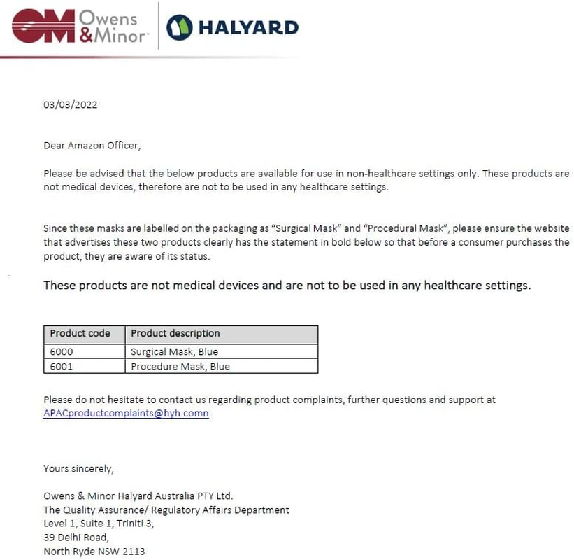 HALYARD Procedure Face Masks, Disposable, 3 Layer - Pleat Style, W/Earloops, Blue 6001A (Box of 50) image number 1