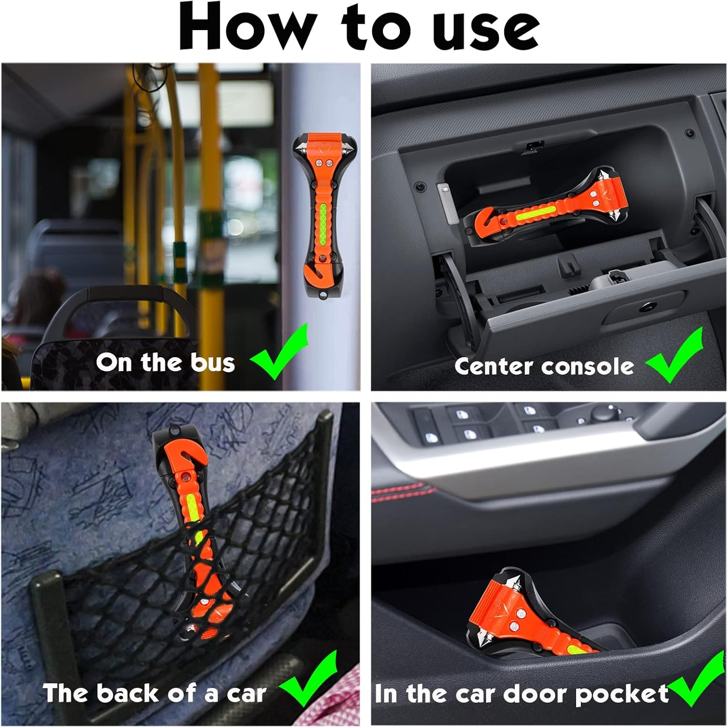 Mortime 6 Pack Car Safety Hammer Window Breaker, Car Emergency Escape Tool, Window Hammer Seat Belt Cutter image number 3