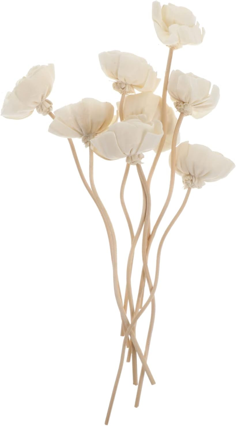 STOBAZA Essential Oil Diffuser Sticks Flower Diffuser 22Cm White Rattan Flower Shape Design Natural Atmosphere Interior Decoration for Bathroom Kitchen image number 4