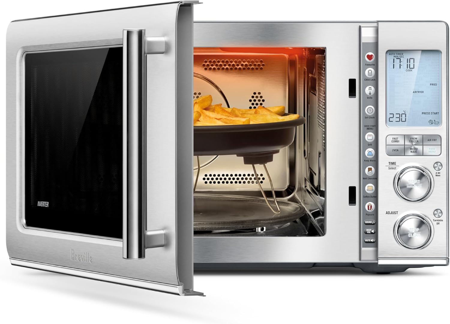 Breville, the Combi Wave 3 in 1 Microwave Oven, Brushed Stainless Steel, BMO870BSS4JAN1 - Brushed Stainless Steel image number 2