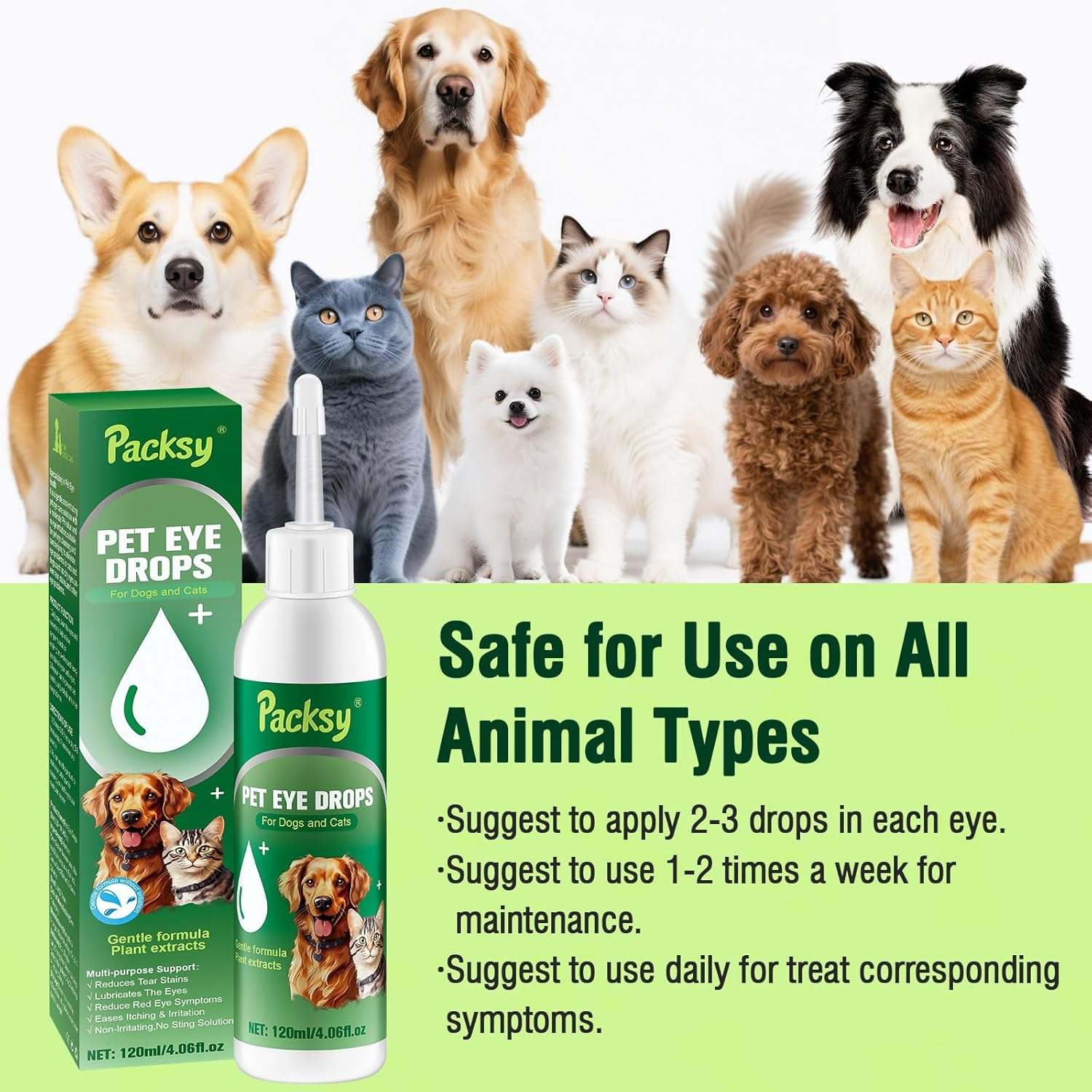 120Ml/4.06Fl Oz Cat and Dog Eye Drops,Soothing Relief for Itchy,Irritated Eyes,All Natural Formula,Tear Stain Remover and Hydrating Eye Care for Pets,Safe for Dogs and Cats image number 3