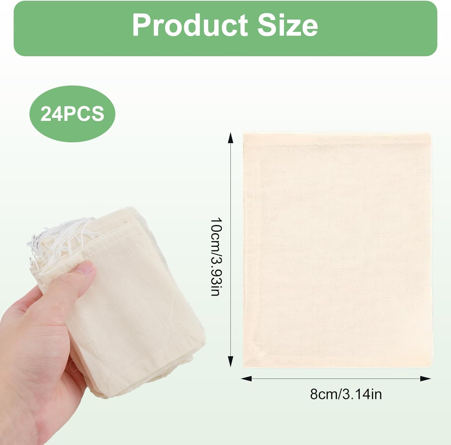 24 Pcs Spice Bags for Cooking, 4X3 Inch Reusable Muslin Spice Bags for Tea, Coffee, Broth & Soup Straining, Unbleached Cheesecloth Filter Bags for Herbs, Spices Storage & Cooking Accessories image number 5