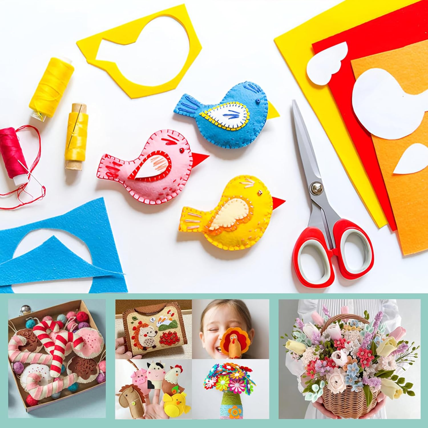 80 PCS Felt Fabric Non-Woven, 40 Colors Felt Fabric Sheets, Super Soft Craft Felt Squares, Scrapbooking Patchwork Sewing Felt, Pre-Cut Felt Fabric Sheet for Craft Work DIY Patchwork Sewing (15X15Cm) image number 2