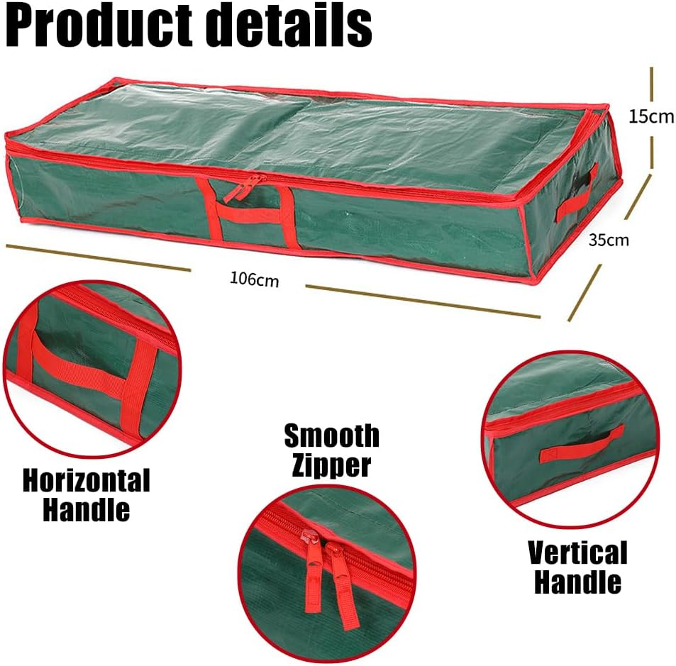 Geli Christmas Tree Storage Bag - Extra Large, Gift Wrapping Paper Storage Container,Tree Bags with Zipper and Handle for Holiday and Xmas Decor Organization - Red image number 6