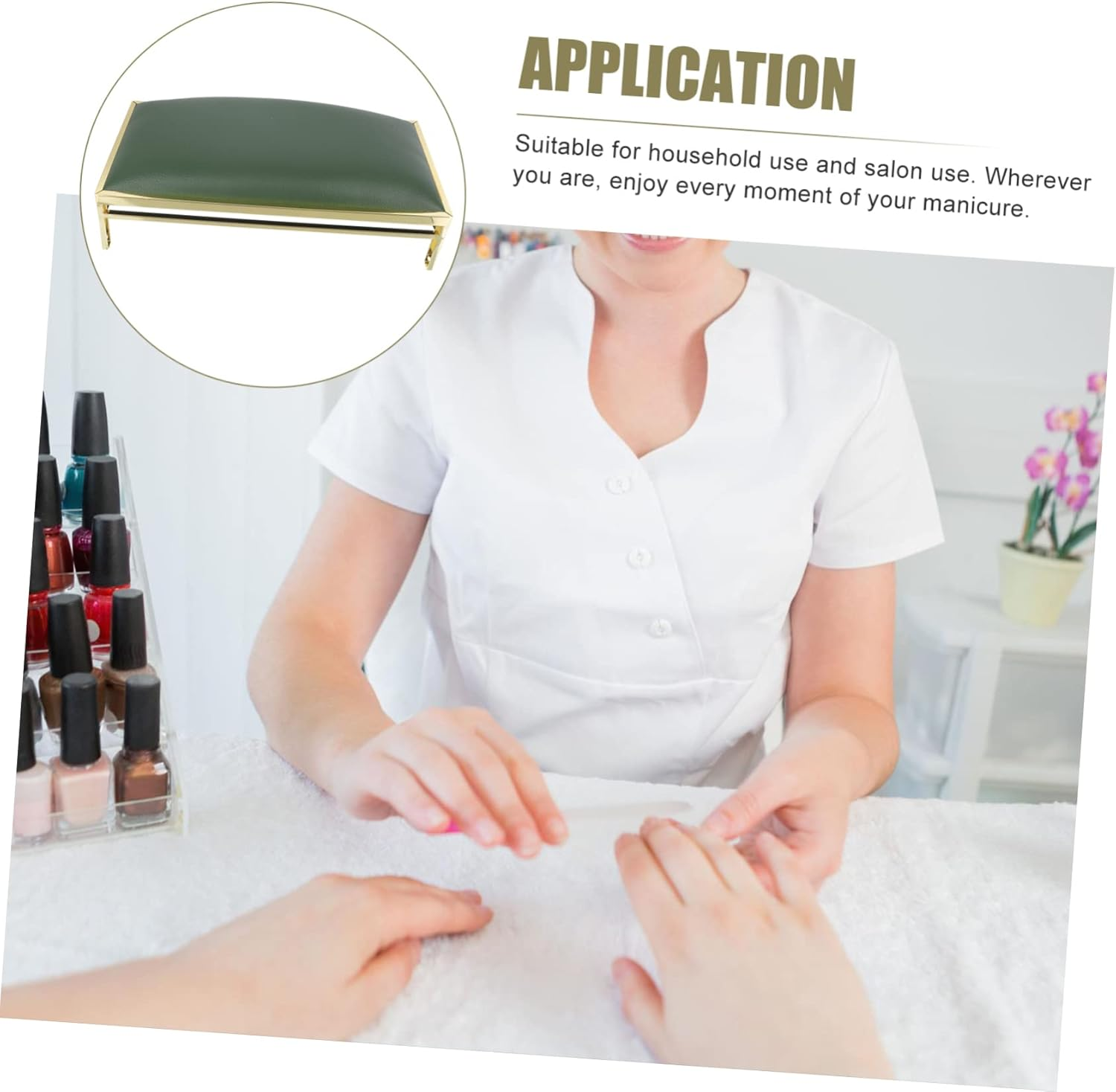 Minkissy Professional Manicure Tool Marble Hand Pillow for Nail Art Practice Wrist Support Pad Comfortable Stylish - Green image number 4