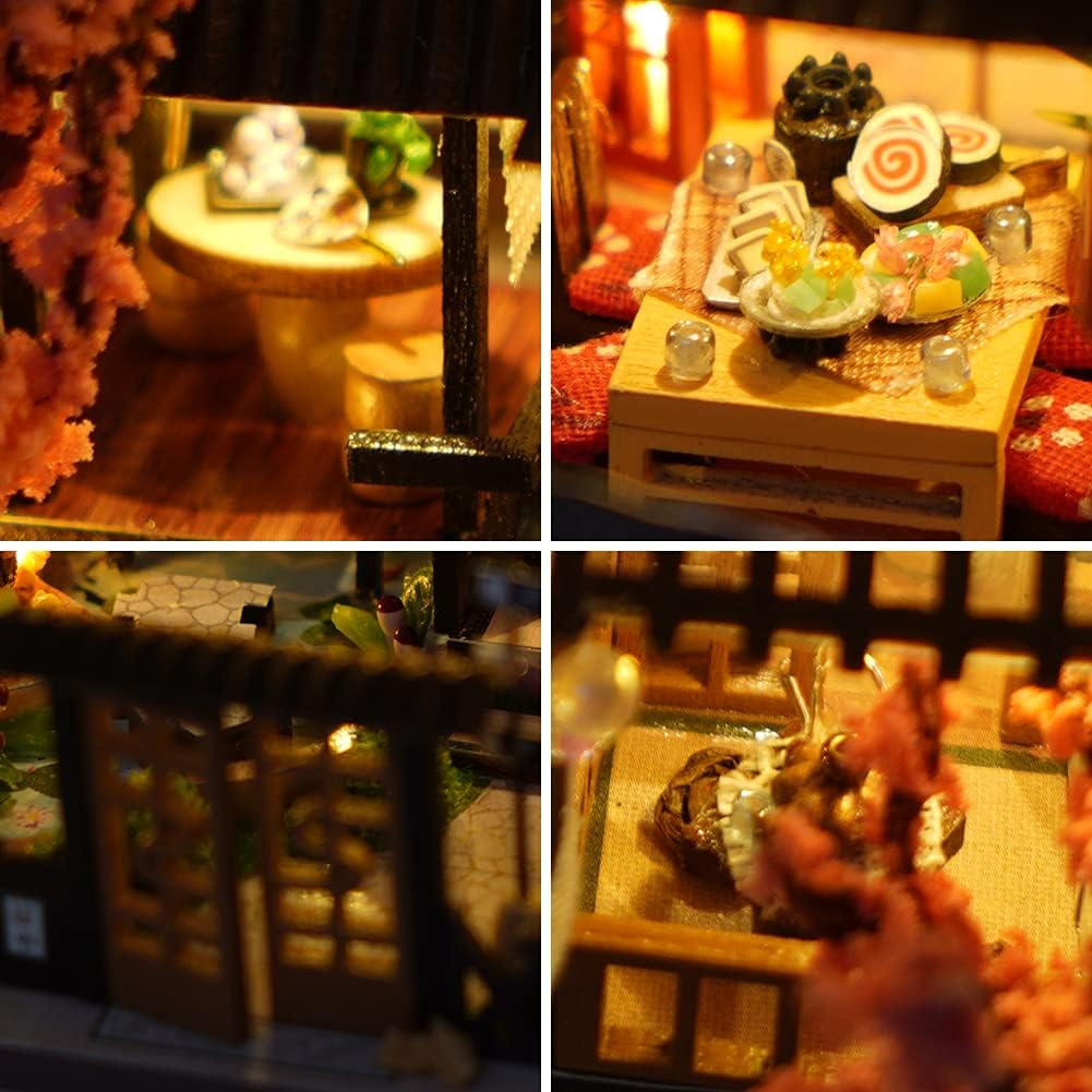 Miniature Wooden Dollhouse Japanese/Seaside/Car House Market DIY Doll House Kit Villa Building 3D Model Creative Gifts for Friend and Parents (Japanese Style Villa) image number 3