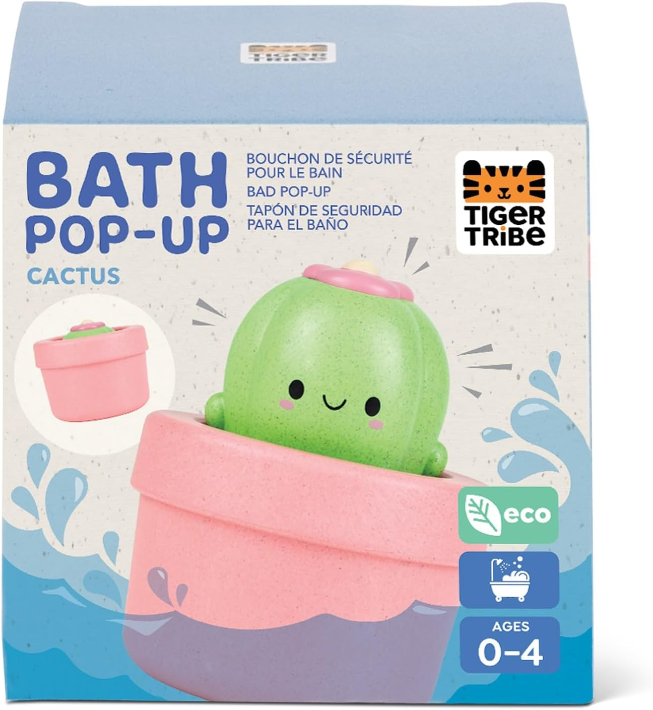 Tiger Tribe Bath Pop-Up Cactus, Bath Toy, Sensory Water Play, Open Ended Play, Cute Kawaii Cactus Character, ECO Materials, Ages 0-4 Years. image number 2