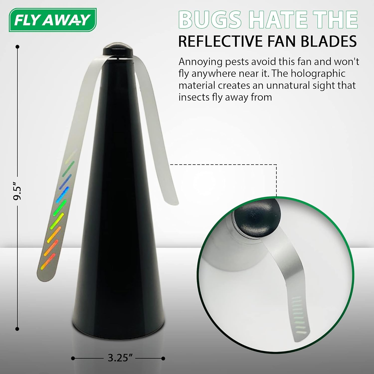 Fly Away - 4 Pack Outdoor Fly Repellent Fan, outside or inside Table Use, Restaurant, Barbeque, Events, Deter Flies, Wasps, Bees, Other Moscas and Bugs Away, Battery Operated, Tabletop, Hanging Hook. image number 5