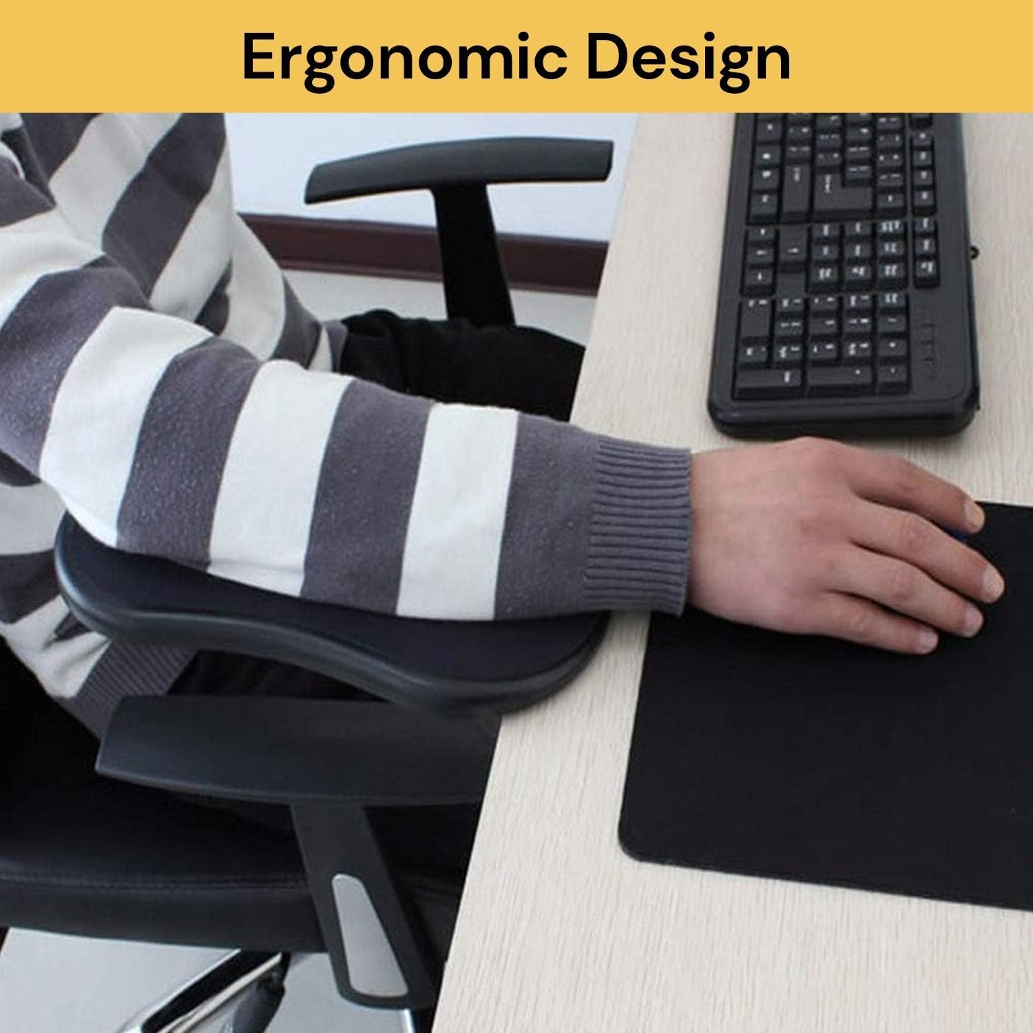 EZONEDEAL Computer Arm Rest for Desk, Adjustable Ergonomic Wrist Rest Support for Keyboard Armrest Extender Rotating Mouse Pad Holder for Table, Office, Chair, Desk, (Black)