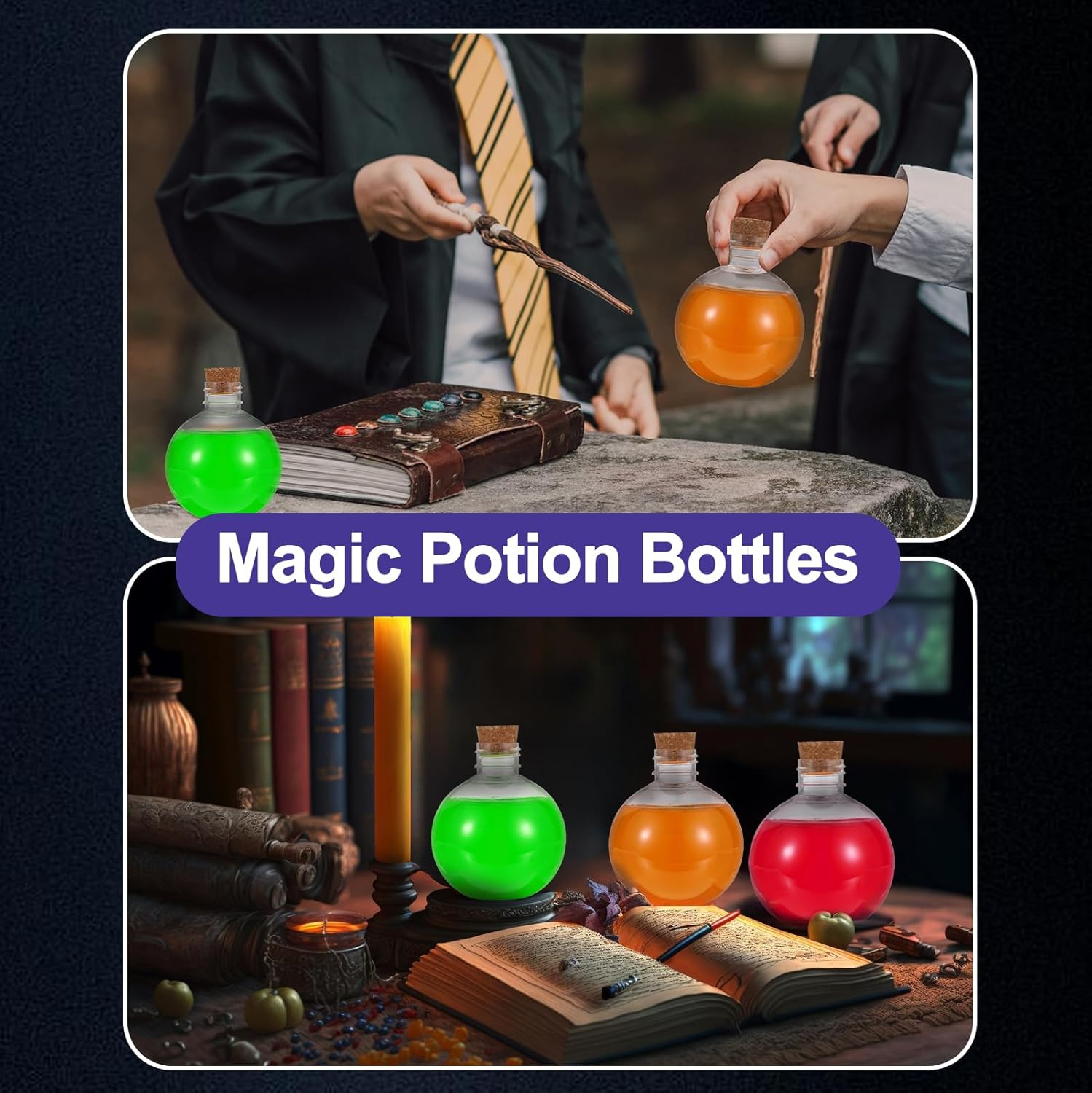 Ownmy 30PCS 5 Oz Plastic Potion Bottles with Corks, Small Empty Bottles for Drinks Wedding Party Favors, Halloween Potion Cork Jars Spell Jars for Witchcraft, Clear Sand Art Bottle for DIY Gift Crafts image number 2