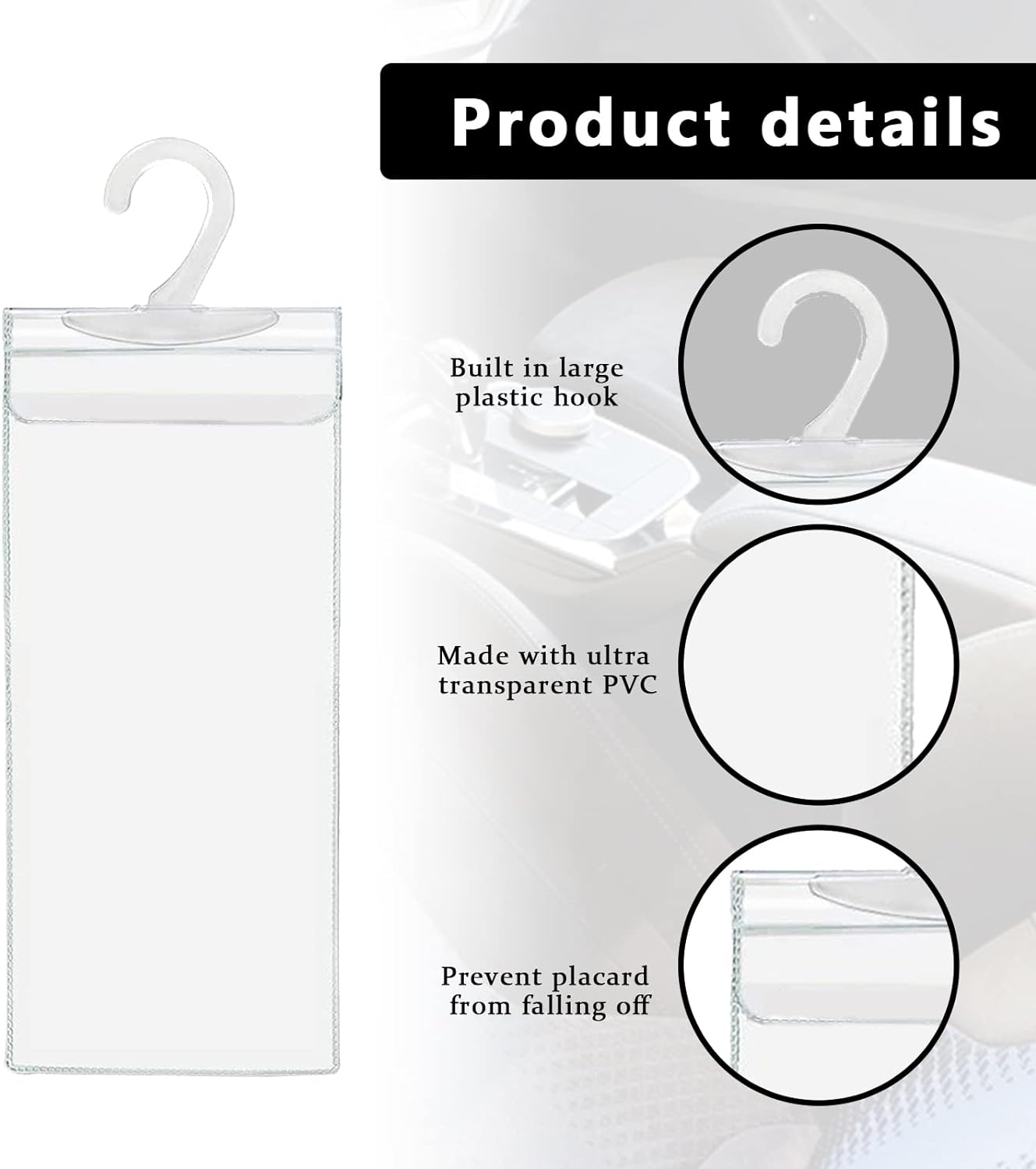 Handicap Placard Holder,- 10.6" X 5" Ultra Transparent Disabled Parking Permit Placard Protective Holder Protector for Car Sun Visor with Note Paper Slot(Set of 2) image number 2