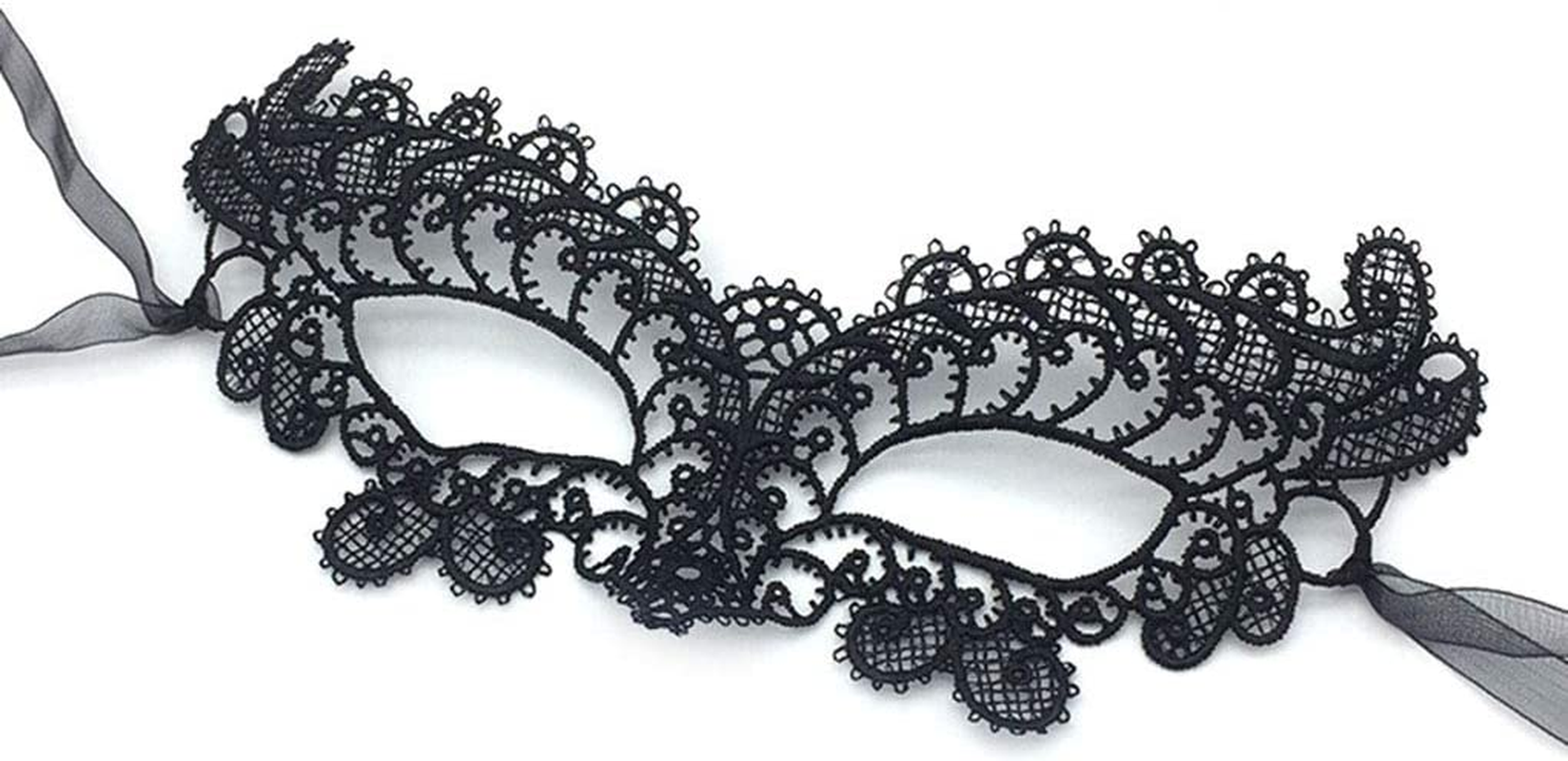 Imapo Masquerade Mask for Women, 2 Pack Mardi Gras Party Lace Masks, Prom Princess Venetian Masks - Black image number 4