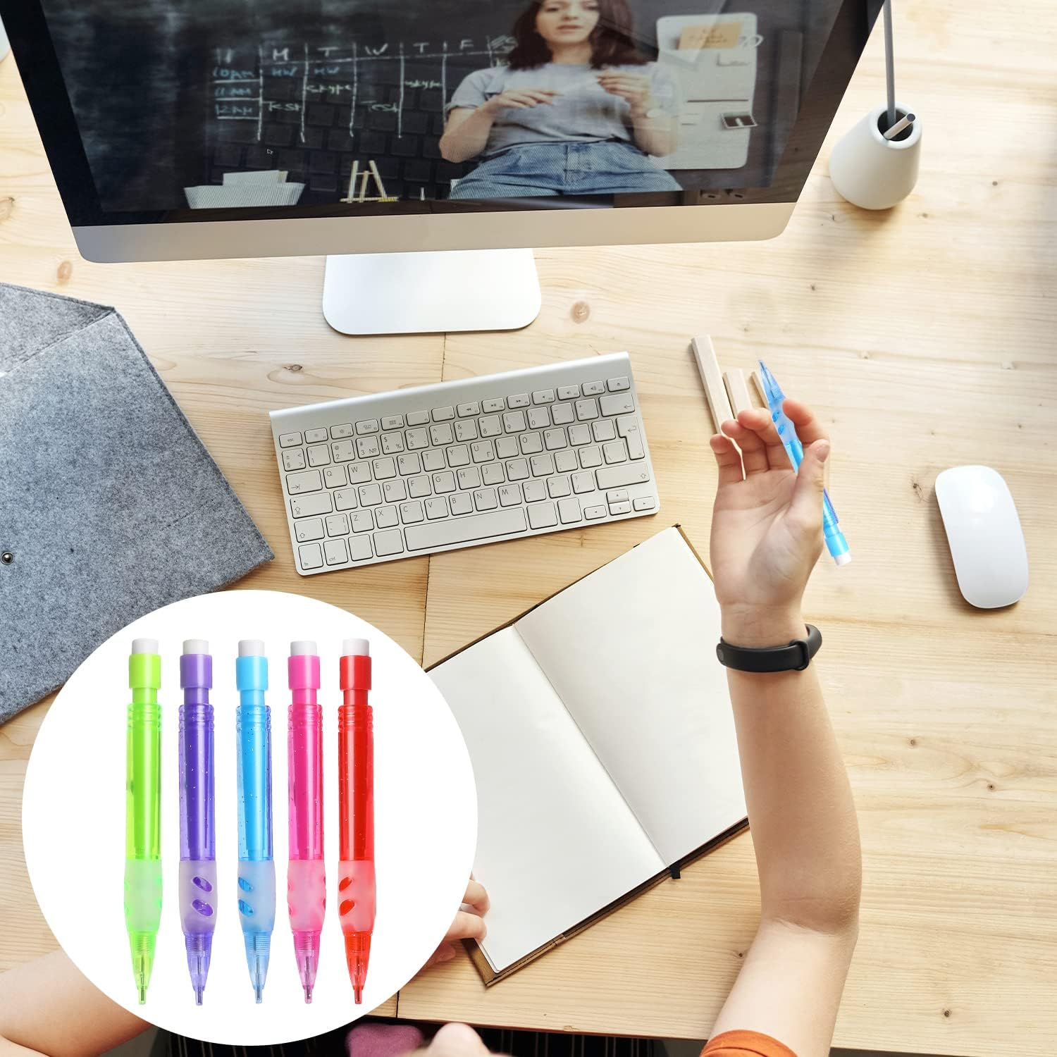 KALIONE 15Pcs Mini Mechanical Pencils Assorted Automatic Pencils with Mini Erasers 0.7 Mm Small Mechanical Pencil Pens for Home Office School Stationery Supplies