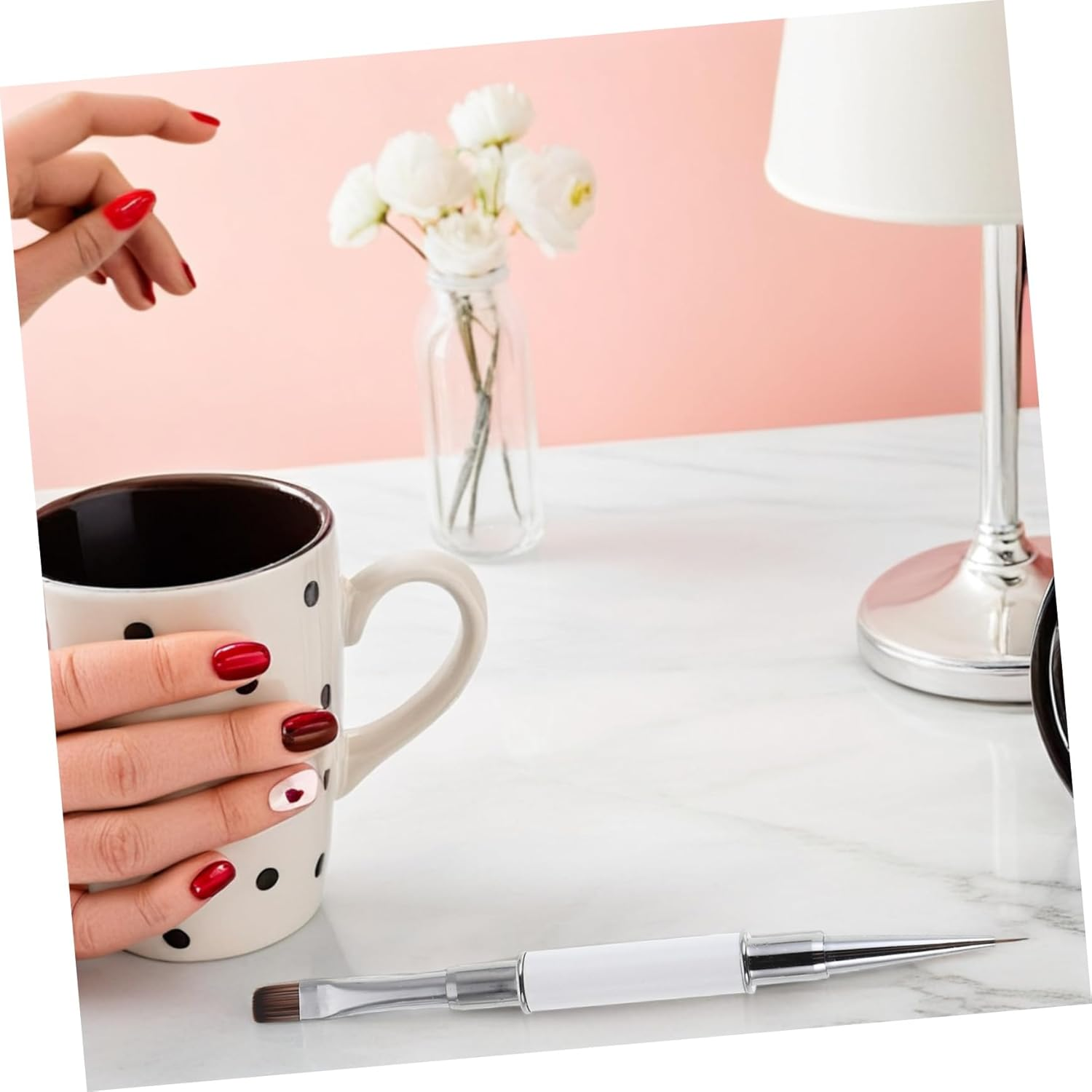 DECORNIJIA 3Pcs Doubleended Nailart Brushes for Salon Use and Dotting Tools Durable Non Shedding Nail Pen for Professional Manicure and Detailed Design