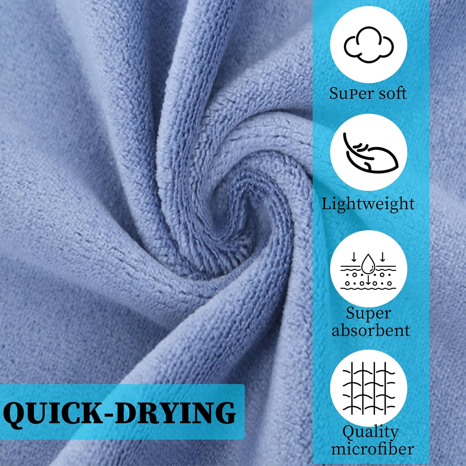 3 Pcs Microfibre Fitness Towel Set, Quick Drying and Absorbent, Compact, Microfibre Towel, Training Sweat Sports Towels, Camping Bath Towel, Beach Towel and Travel Towel, 35 X 75 Cm