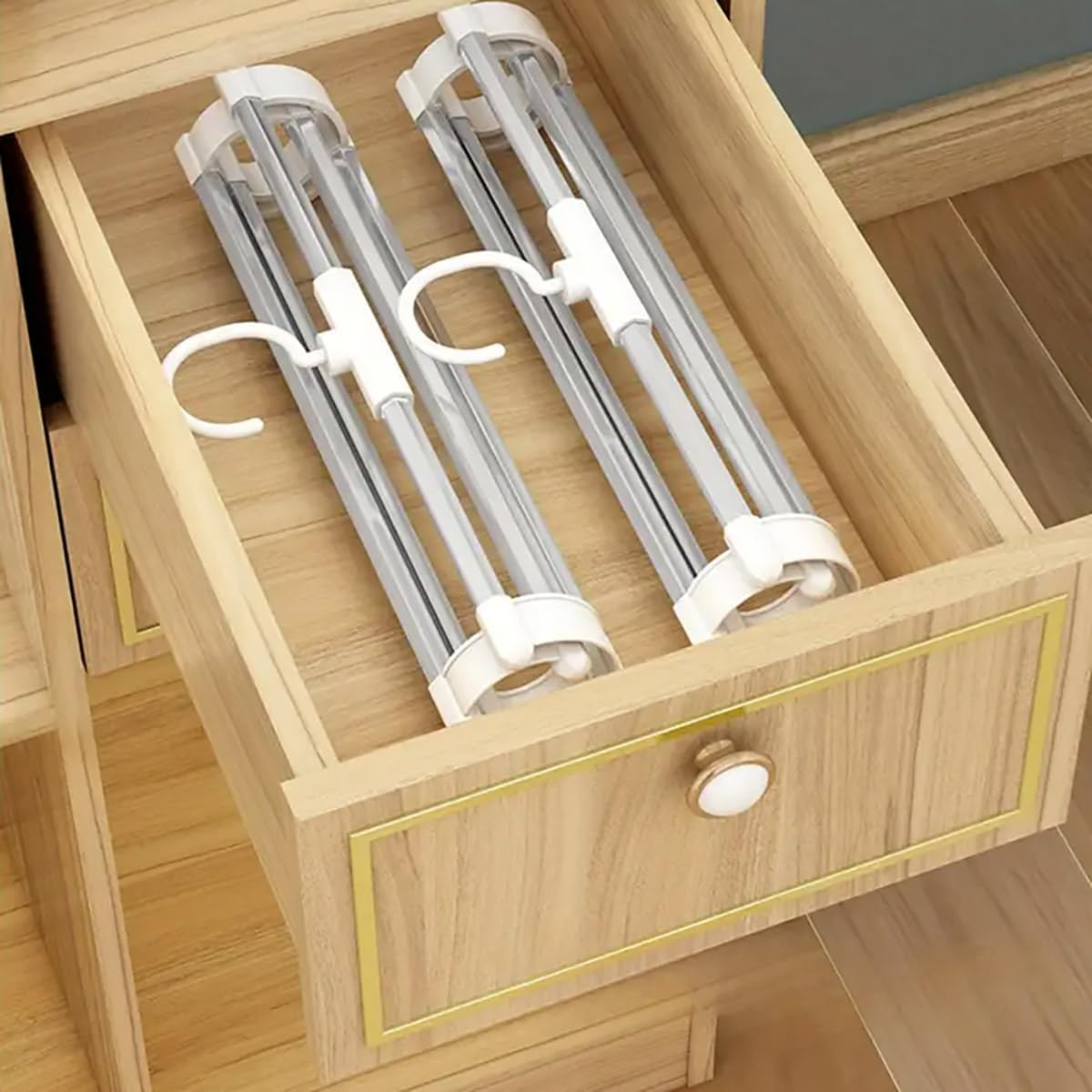 AIMALL 2PCS Multi-Layer Stainless Steel Pants Rack &ndash; 14.57"X19.29" Foldable Ladder Pants Organizer, Heavy Duty Traceless Hanger for Space-Saving Closet Storage, Holds up to 6 Pairs of Pants