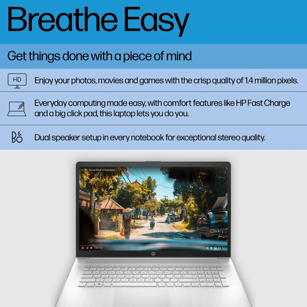 HP 17.3&Prime; Laptop, FHD Display, Intel Core I5 1355U Processor, 16 GB RAM, 512 GB SSD, Windows 11 Home, Natural Silver, 9T0L1PA image number 6