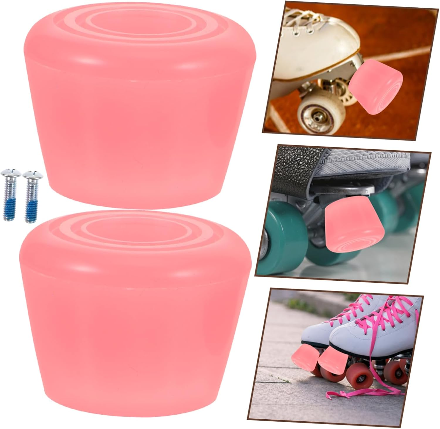 BESPORTBLE Roller Skate Toe Stoppers and Jam Plugs Set with Screws, Pu Double-Row Replacement Brake Pads for Roller Skates, Sturdy Brake Accessories for Outdoor and Indoor Skating image number 2