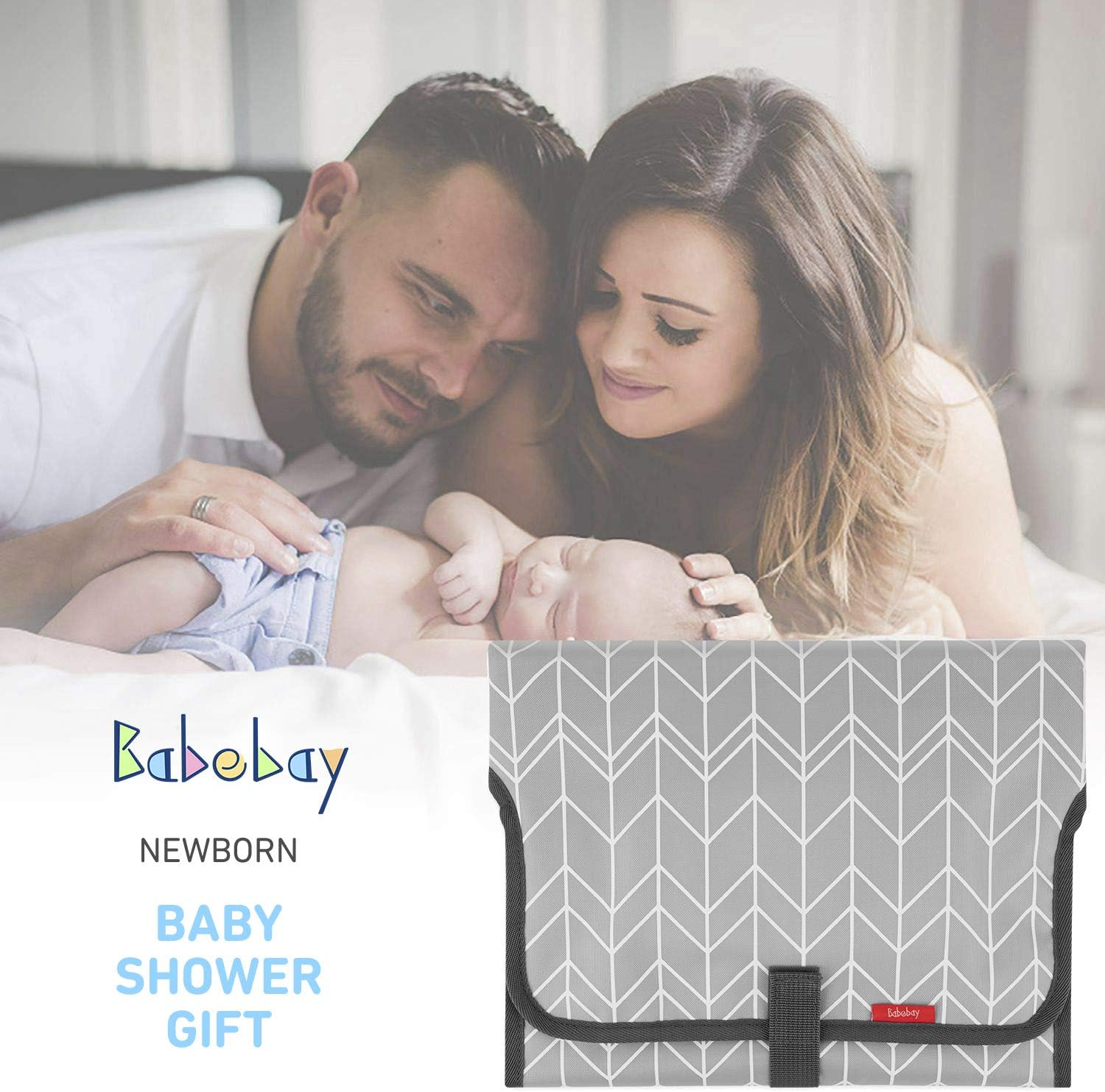 Portable Changing Pad for Baby, Waterproof Travel Changing Pads for Moms, Dads, with Built-In Pillow, Excellent Baby Shower, Registry Gifts