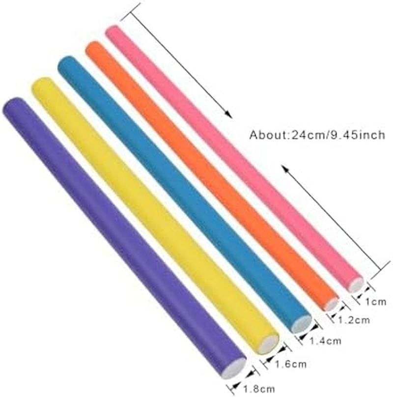 30 Pieces Flexi Curling Rods No Heat Hair Curlers 9.45 Inch Hair Curlers for Short, Medium and Long Hair (5 Colors)