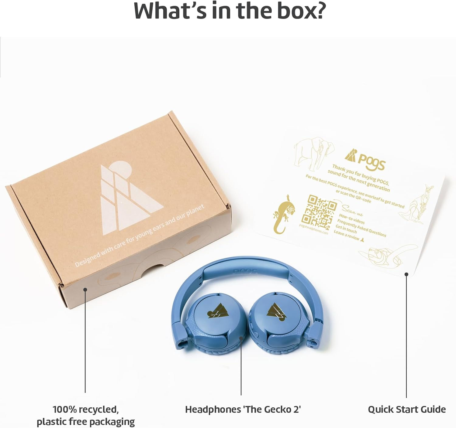 POGS Wireless Bluetooth Children'S Headphones | the Gecko 2 | Foldable Robust Children'S Headphones from 3 Years | Volume Limit 85 Db | Microphone | On-Ear | Wireless Music Sharing Function (Rblue) - Rgreen image number 2