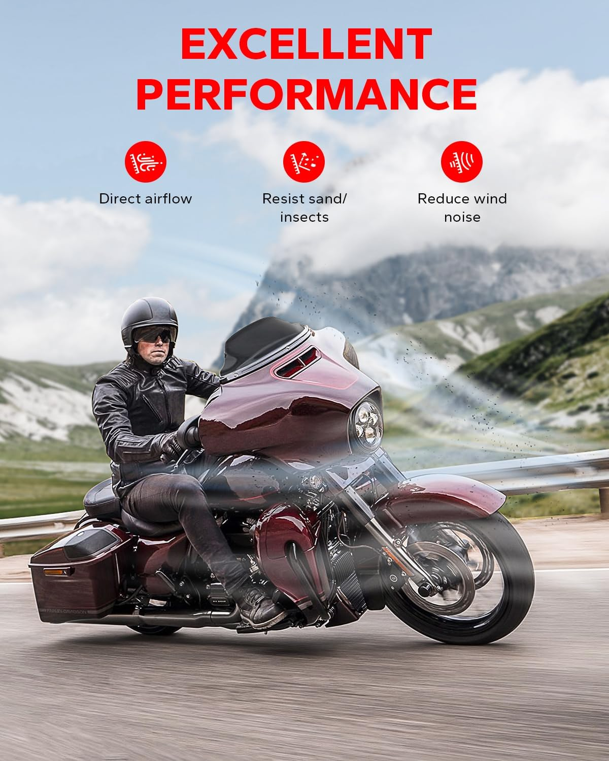 Dark Tint 7 Wave Windshield Windscreen Wind Screen for Harley Electra Street Glide 14 15 16 - Tint image number 5