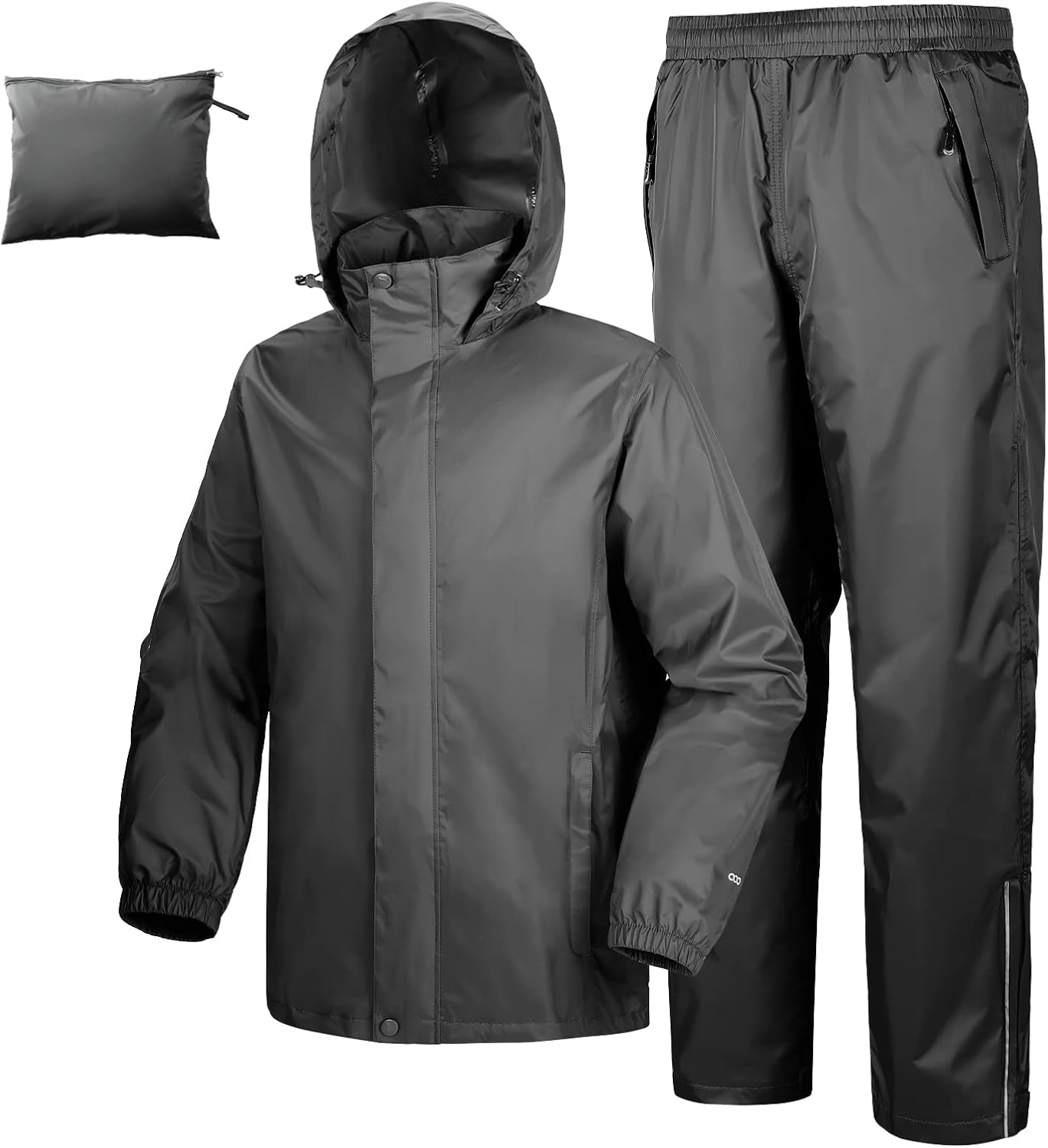 33,000Ft Men'S Waterproof Rainsuit Hooded Jacket Rain Trousers Packable Raincoat Sets Windproof Two Piece Waterproof Suit with Safety Reflectors for Fishing Hiking Camping