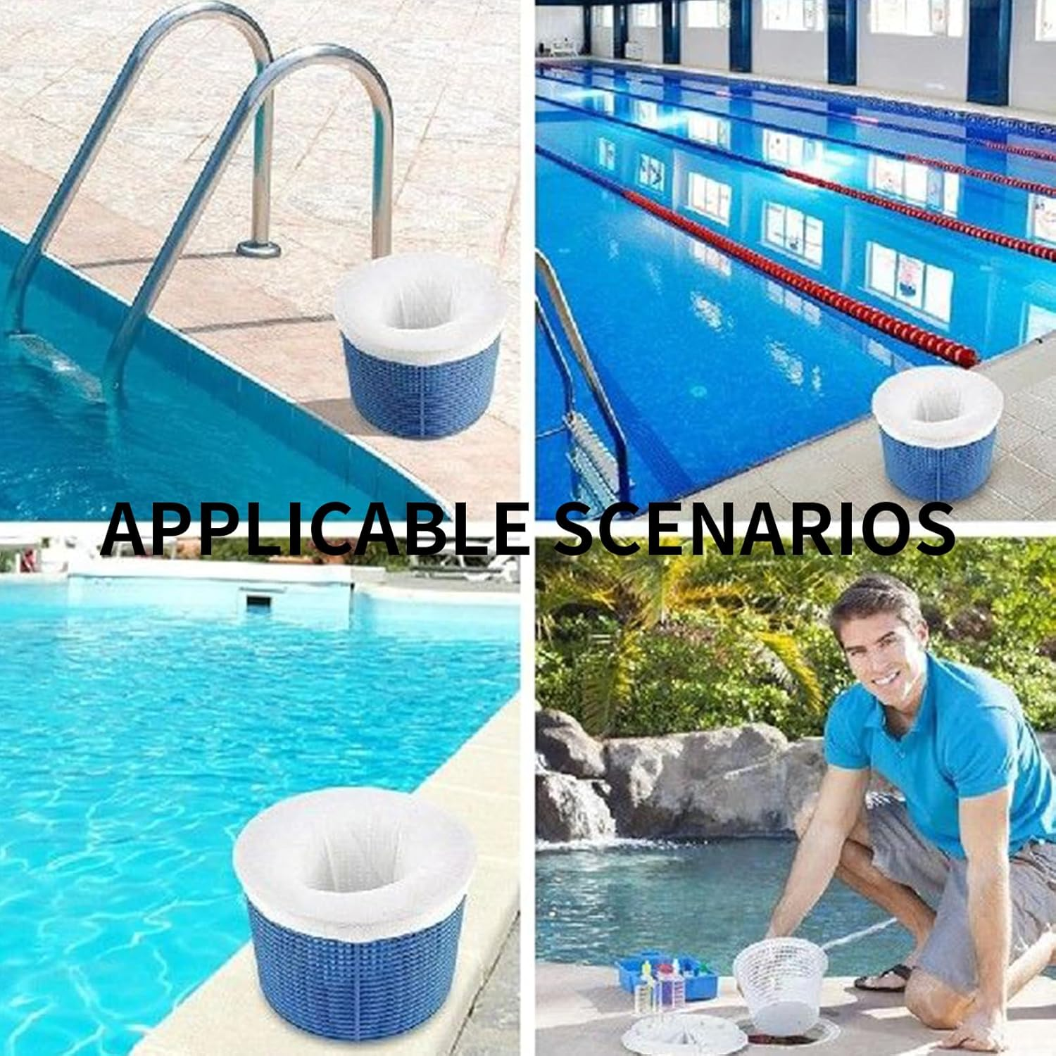 30 Pack of Premium Swimming Pool Skimmer Socks, Ultra-Fine Mesh Filter Storage Bags for Skimmer Baskets, Anti-Fouling Cover to Trap Leaves, Hair, and Debris for Inground and above Ground Pools image number 3