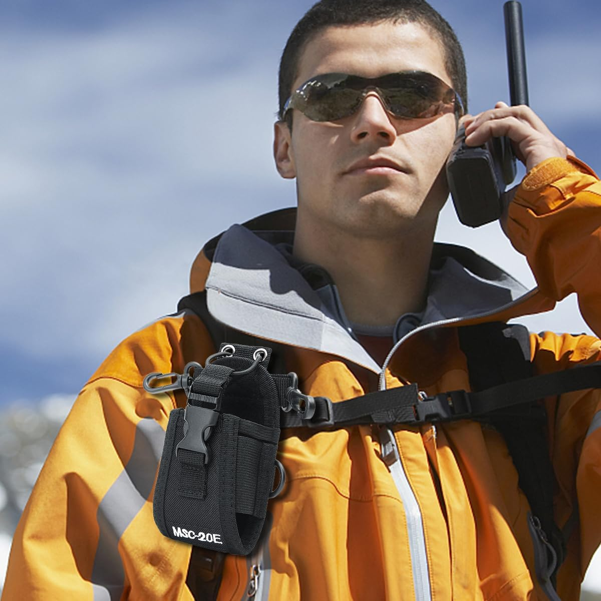 2Pack MSC-20E Two Way Radio Nylon Pouch Case Handsfree Holder for Baofeng UV-5R UV-9R plus UV-S9 plus Motorola GP340 GP328 GP68 GP88 image number 5