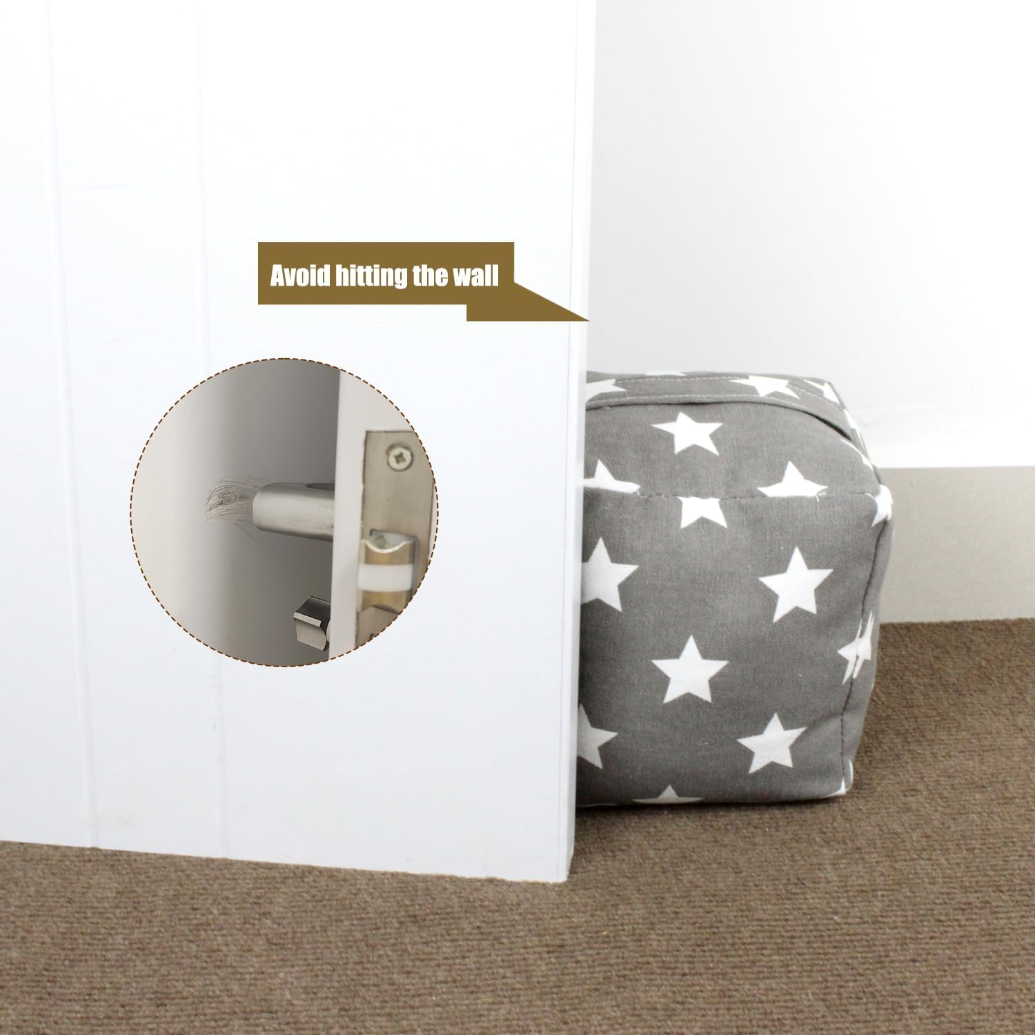 SANFERGE Decorative Door Stopper, Weighted Fabric Door Stopper with Handle, Heavy-Duty Square Door Floor Stop for Bedroom, Living Room, Interior, Doors - Car image number 4