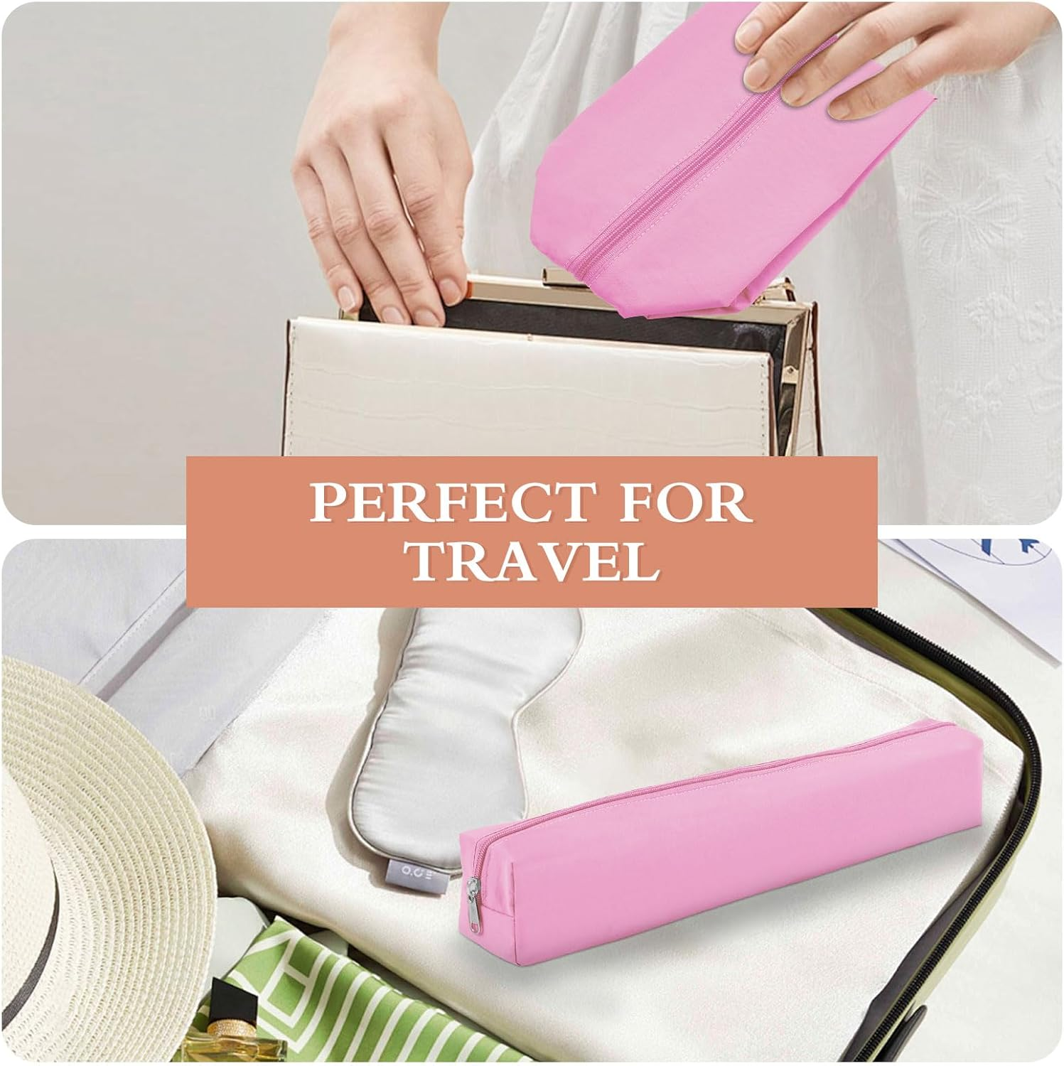 Suafrnut Professional Hot Hair Tools Organizer Bag Portable Travel Heat Resistant Storage Case Pouch for Curling Irons, Flat Irons, Hair Straightener and Styling Tools(17.7" X 3.2"X 3.2"), Pink - Pink image number 5