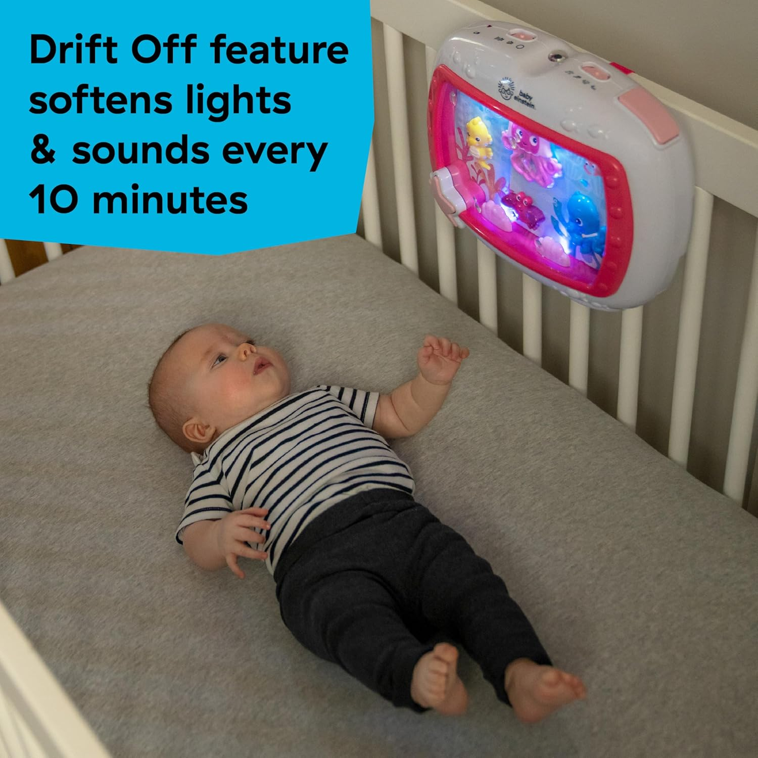 Baby Einstein Sea Dreams Soother Musical Crib Toy and Sound Machine, Pink, Newborn and Up image number 3