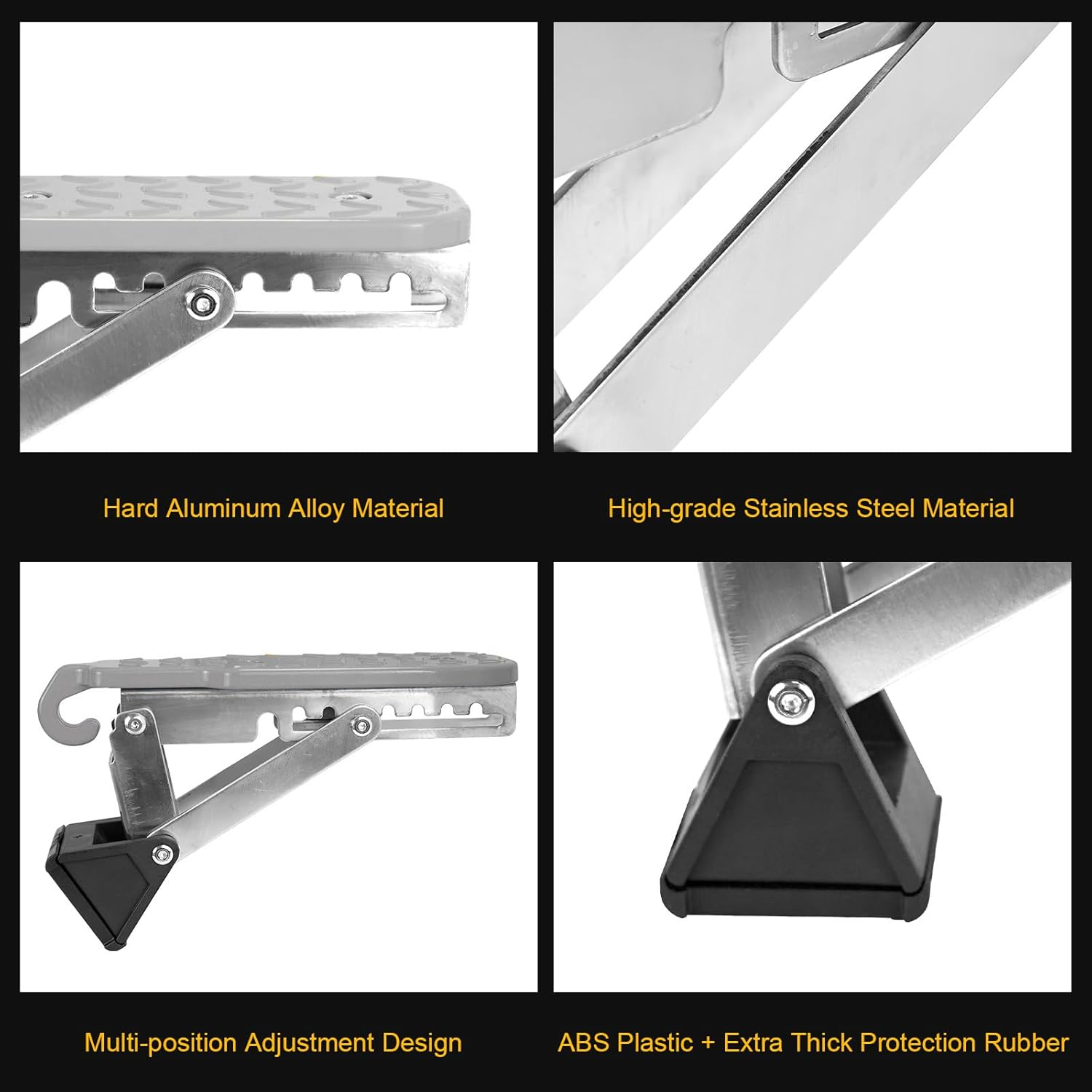 Universal Fit Car Door Step, Foldable Door Latch Step with Adjustable Angle for Car Roof Access, Both Feet Stand Car Step for SUV and Truck, Silver image number 2