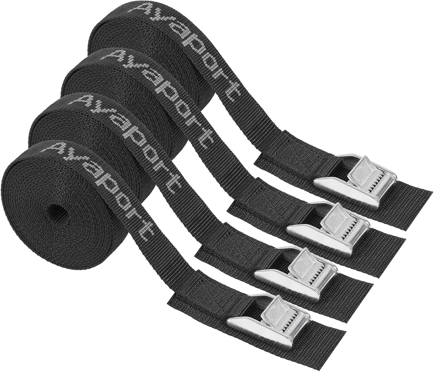 Ayaport Stainless Steel Cam Buckle Tie down Lashing Straps 2500Lbs Break Strength Heavy Duty Car Roof Rack Strap for Kayak, SUP, Surfboard, Cargo, Motorcycle, Truck, Boat, Dirt Bike image number 3