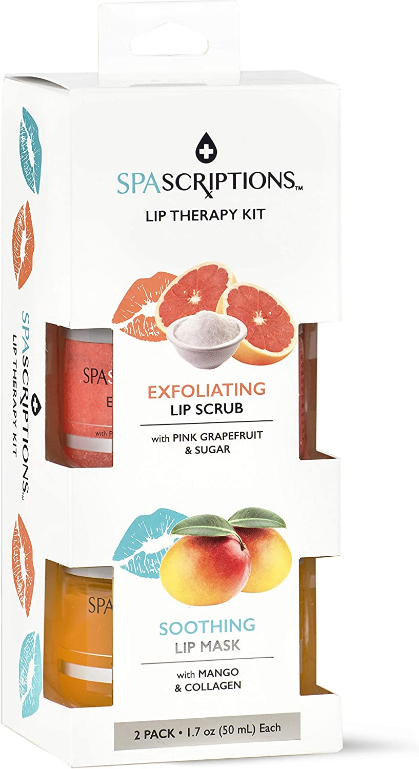 Spascriptions Exfoliating Pink Grapefruit & Soothing Mango 2 Pack Lip Kit, 400 G image number 3