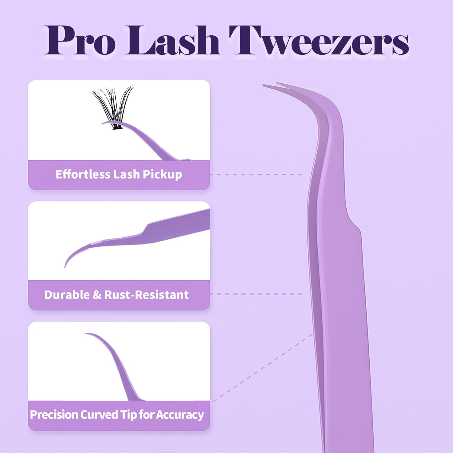DIY Lash Extension Kit 240Pcs 30D 40D 10&ndash;14Mm, Waterproof Lash Clusters with Bond & Seal, Tweezers & Brush, Purple Packaging, At-Home Eyelash Extensions for Beginners & Professionals image number 2