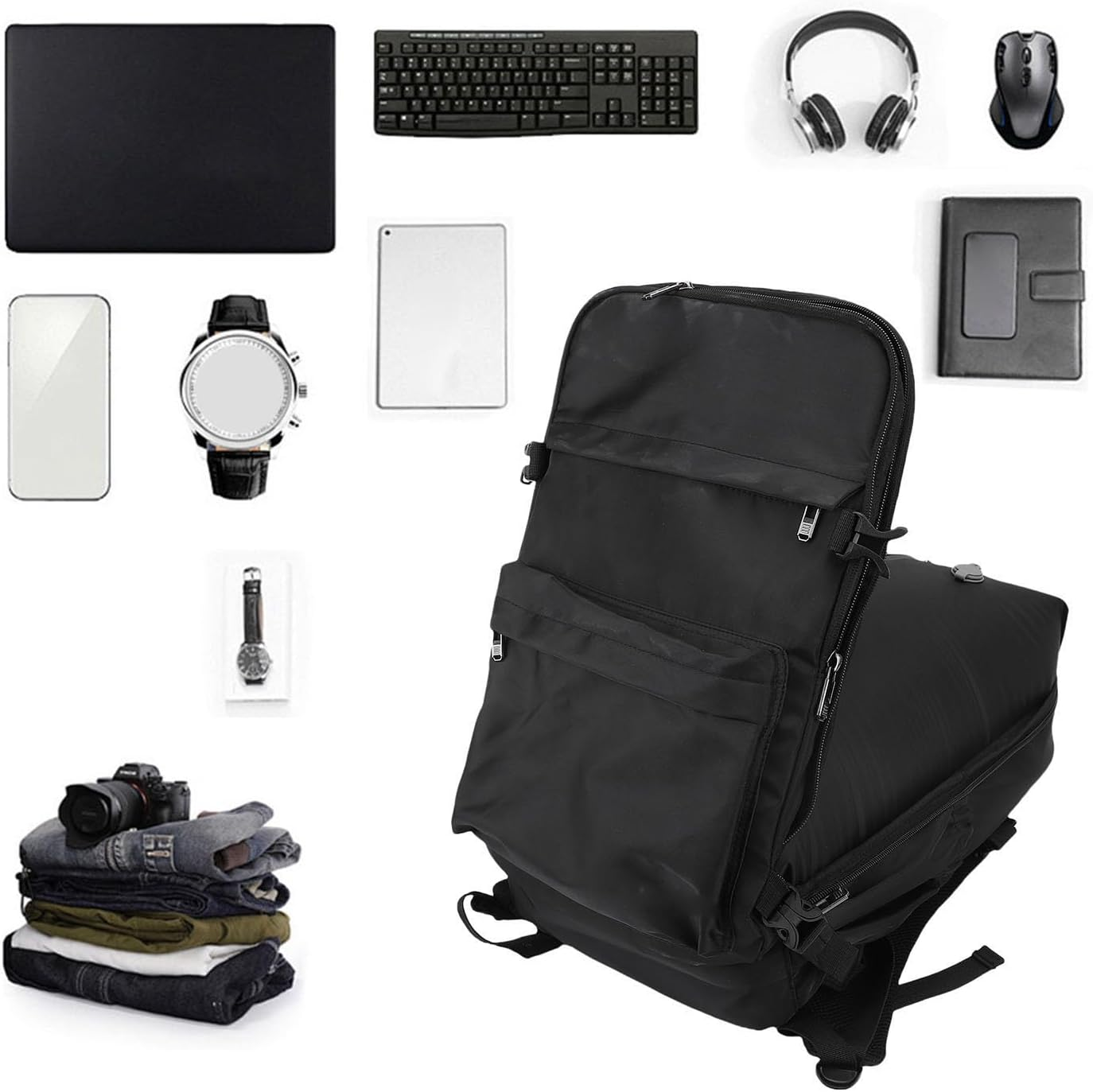 MENDUNER Vacuum Travel Backpack with Pump, Expandable Air Compression System Water Resistants, 16.5 Inch Business Laptop Backpack with USB Charging Port for Women Men image number 1