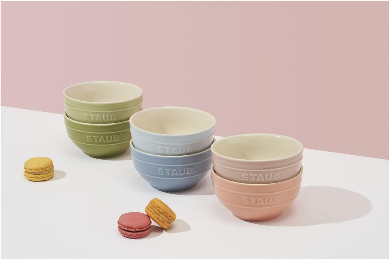 STAUB Ceramique Macaron Bowls, 400 Ml, Cereal Bowls, Serving Bowls, Dessert Bowls, Mixed Colours, Ceramic, 12 Cm, Set of 6 - Macaron image number 6