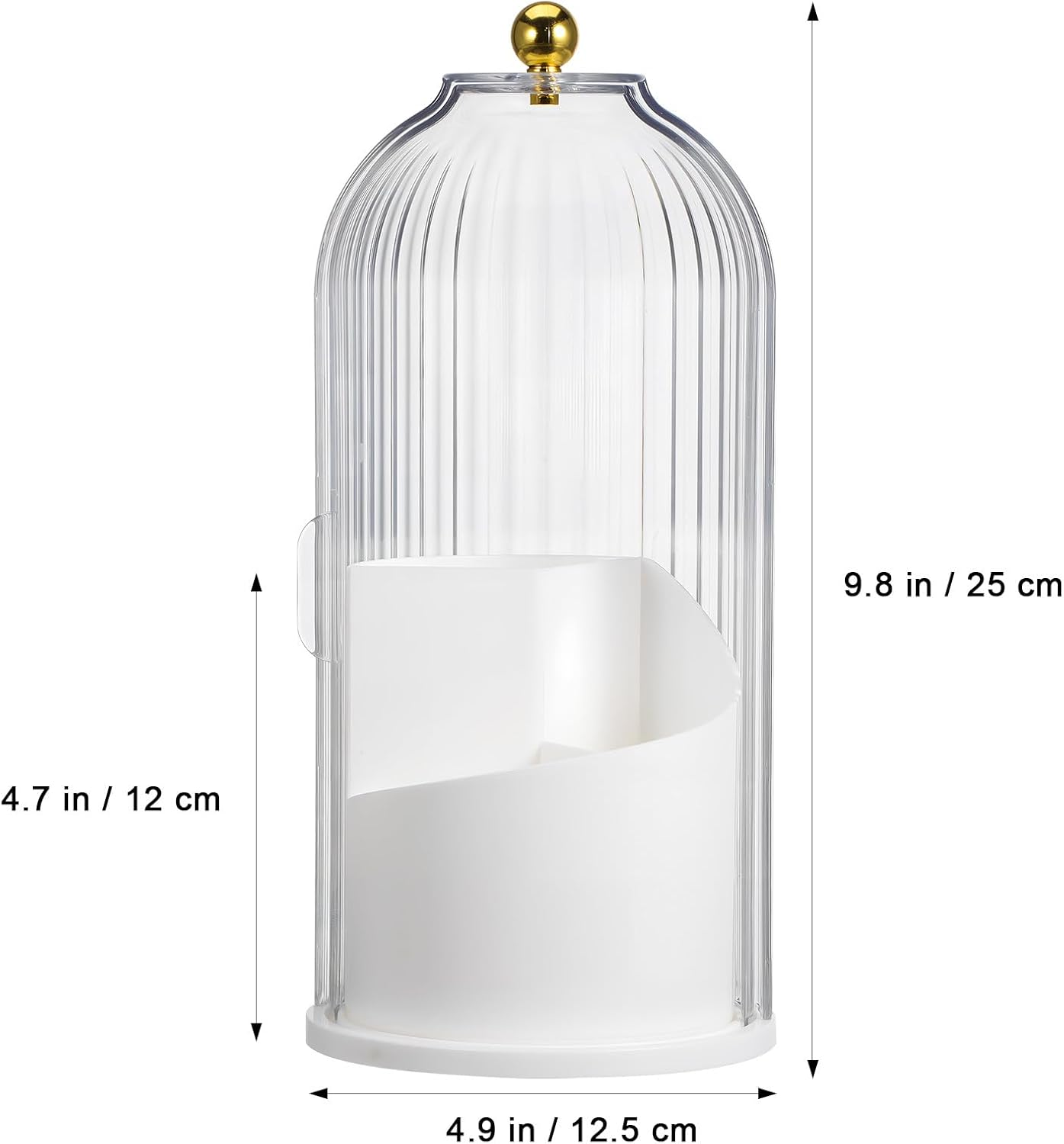 UKCOCO Rotating Makeup Brush Holder with Lid : Makeup Organizer for Vanity Dustproof Cosmetic Brush Organizer for Home Use, White, 9. 84 X 4. 92 X 4. 92 Inches image number 2