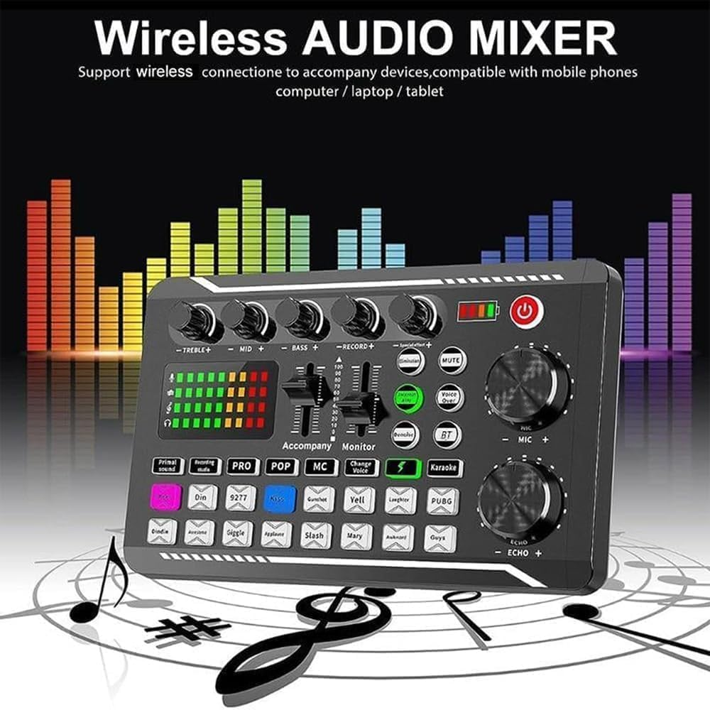 Professional Audio Mixer,Live Sound Card and Audio Interface with DJ Mixer Effects & Voice Changer, Sound Card for Live Streaming, 16 Special Effects Sounds, Prefect for Streaming/Podcasting/Gaming image number 3