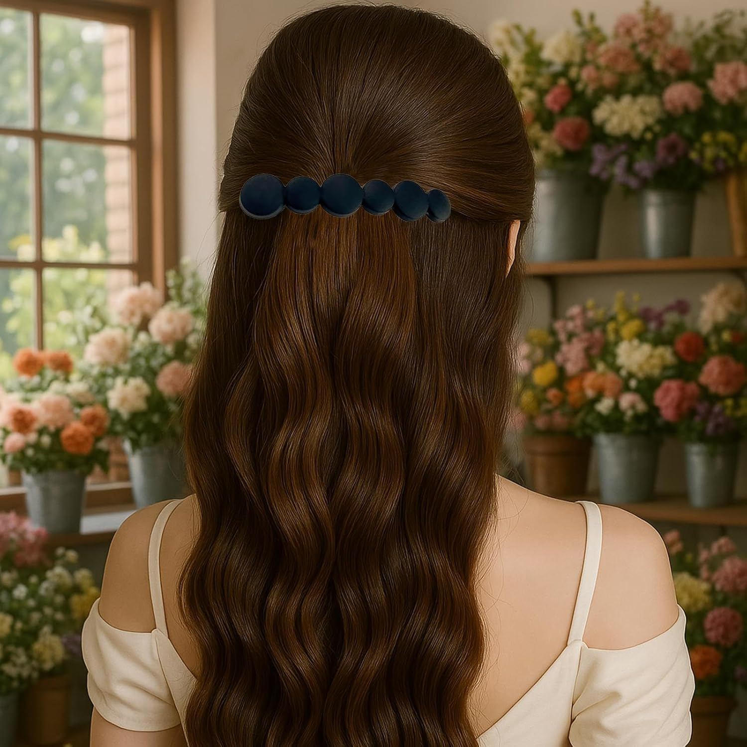 French Hair Pin, Women'S Hair Clips, Pack of 4 Hair Clips in Various Colours, Outdoor round Design, Non-Slip Girls Hair Clip, Small, Small Hair Clips for Girls and Women image number 2