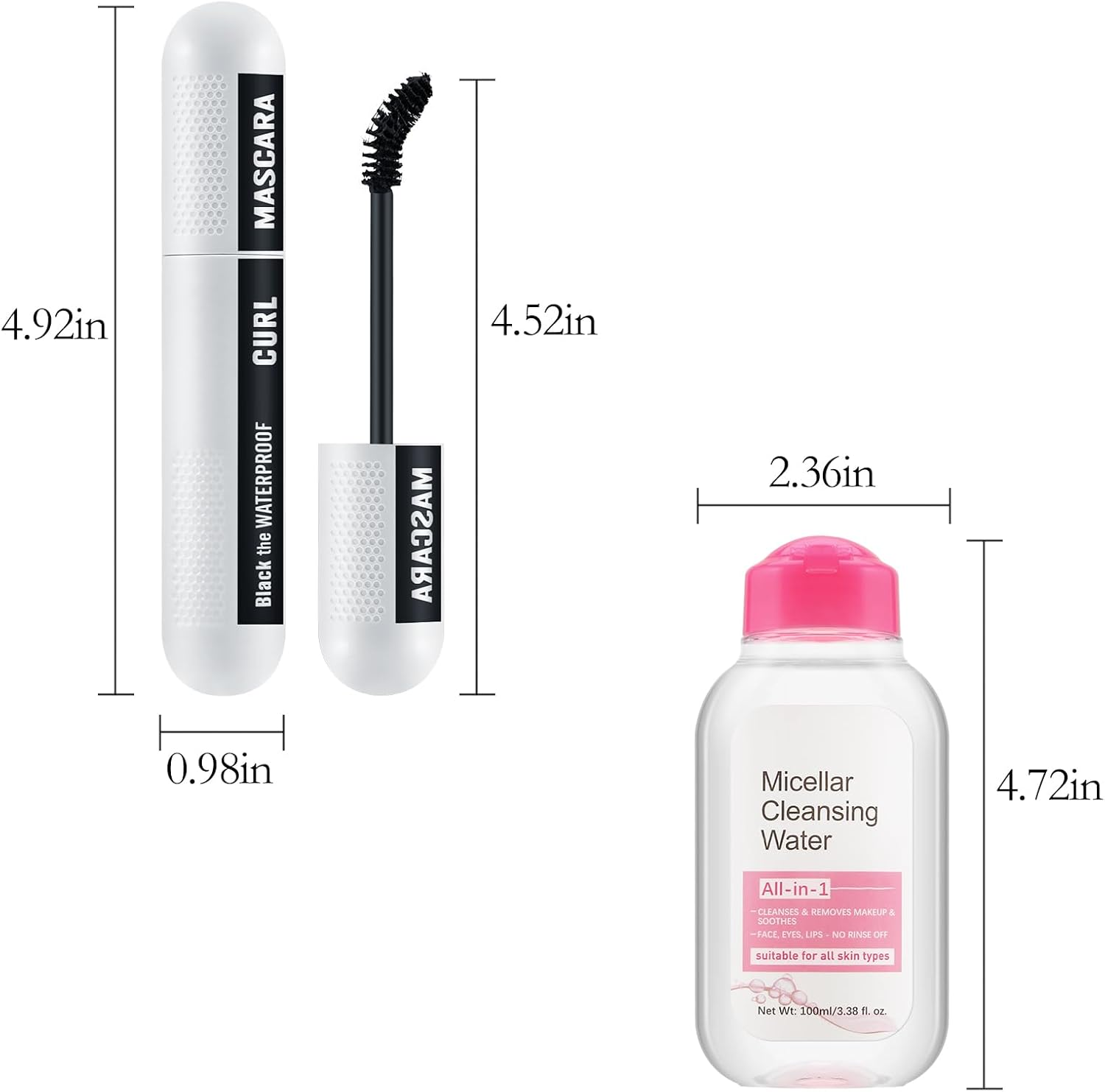 Apooliy Colorful Mascara and Makeup Remover Set,Smudge-Proof Black Mascara,Blue Purple Long Lasting Charming Voluminous image number 6